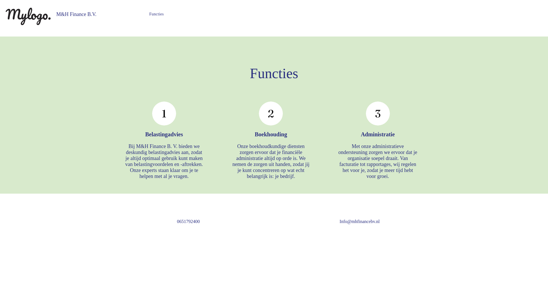 website screenshot of https://mhfinancebv.nl/