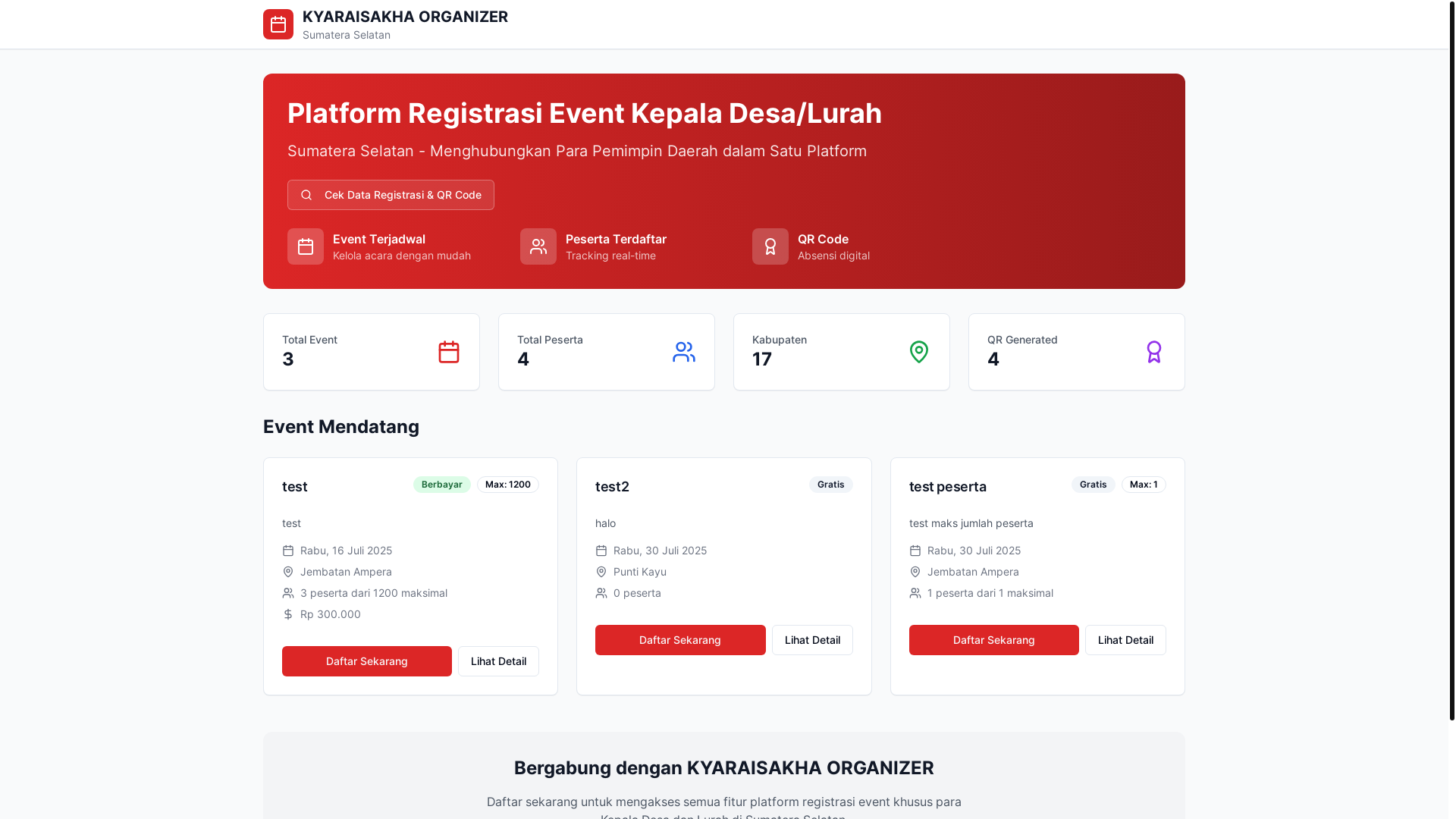 website screenshot of https://kyaraisakha-organizer.pages.dev/