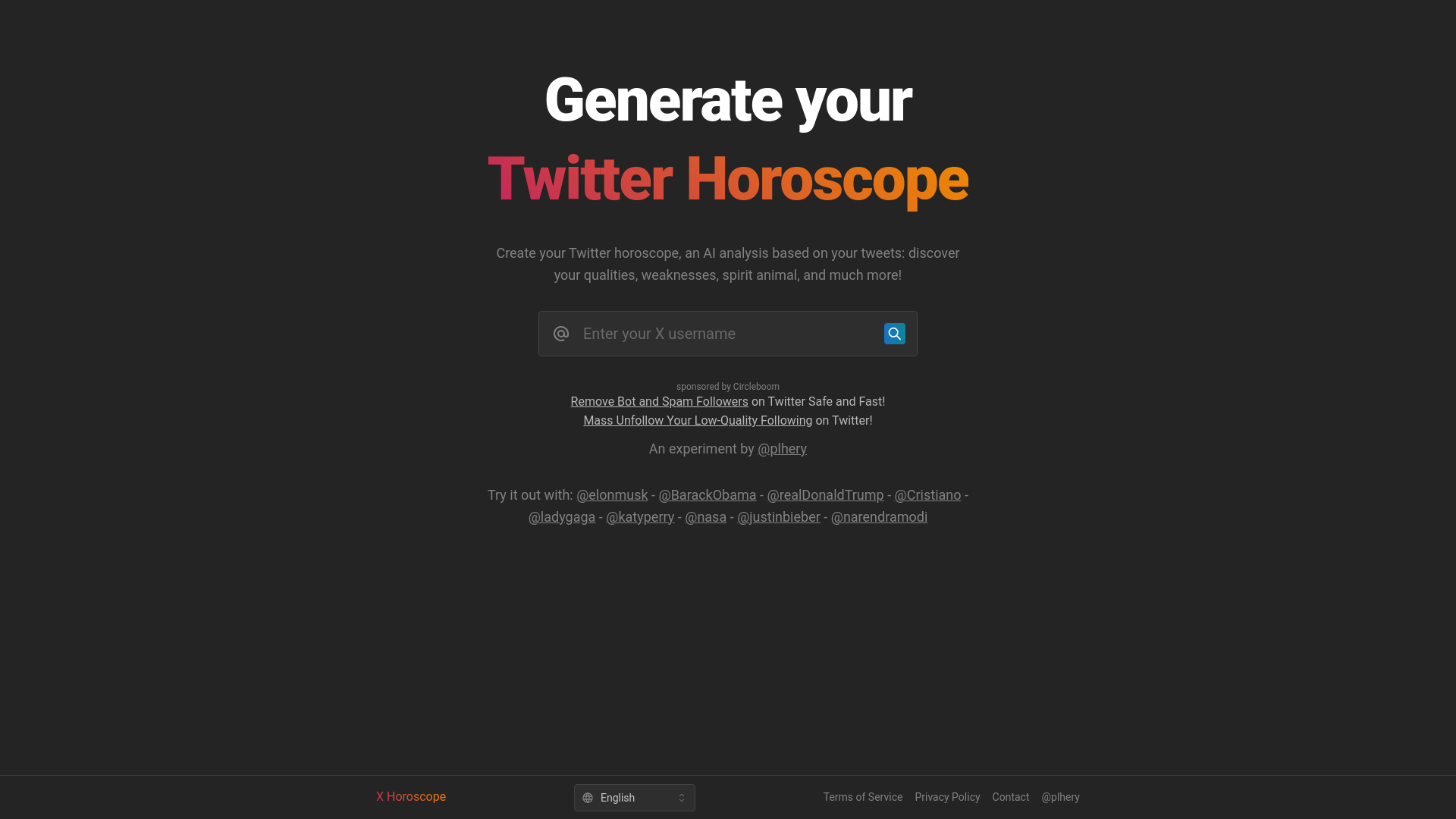 website screenshot of https://x-horoscope.com/en