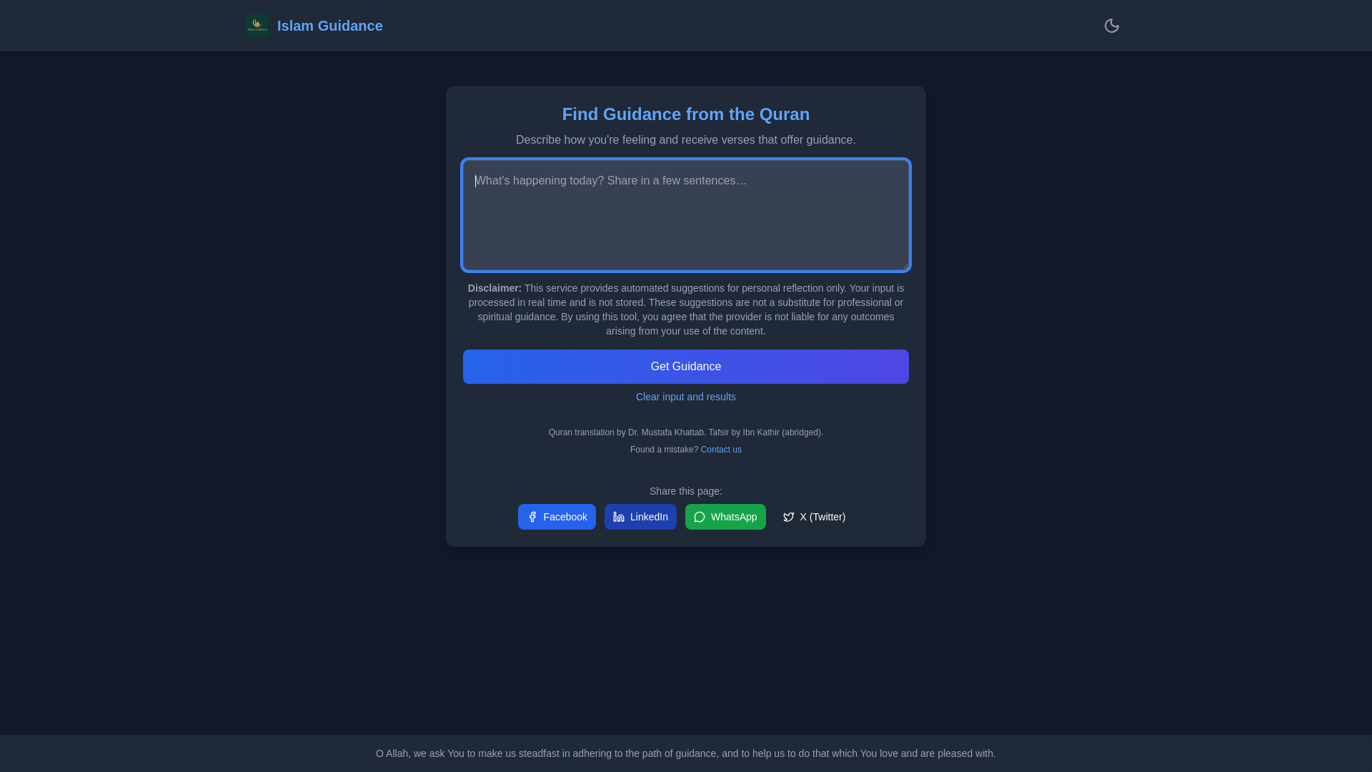 website screenshot of https://islamguidance.info/