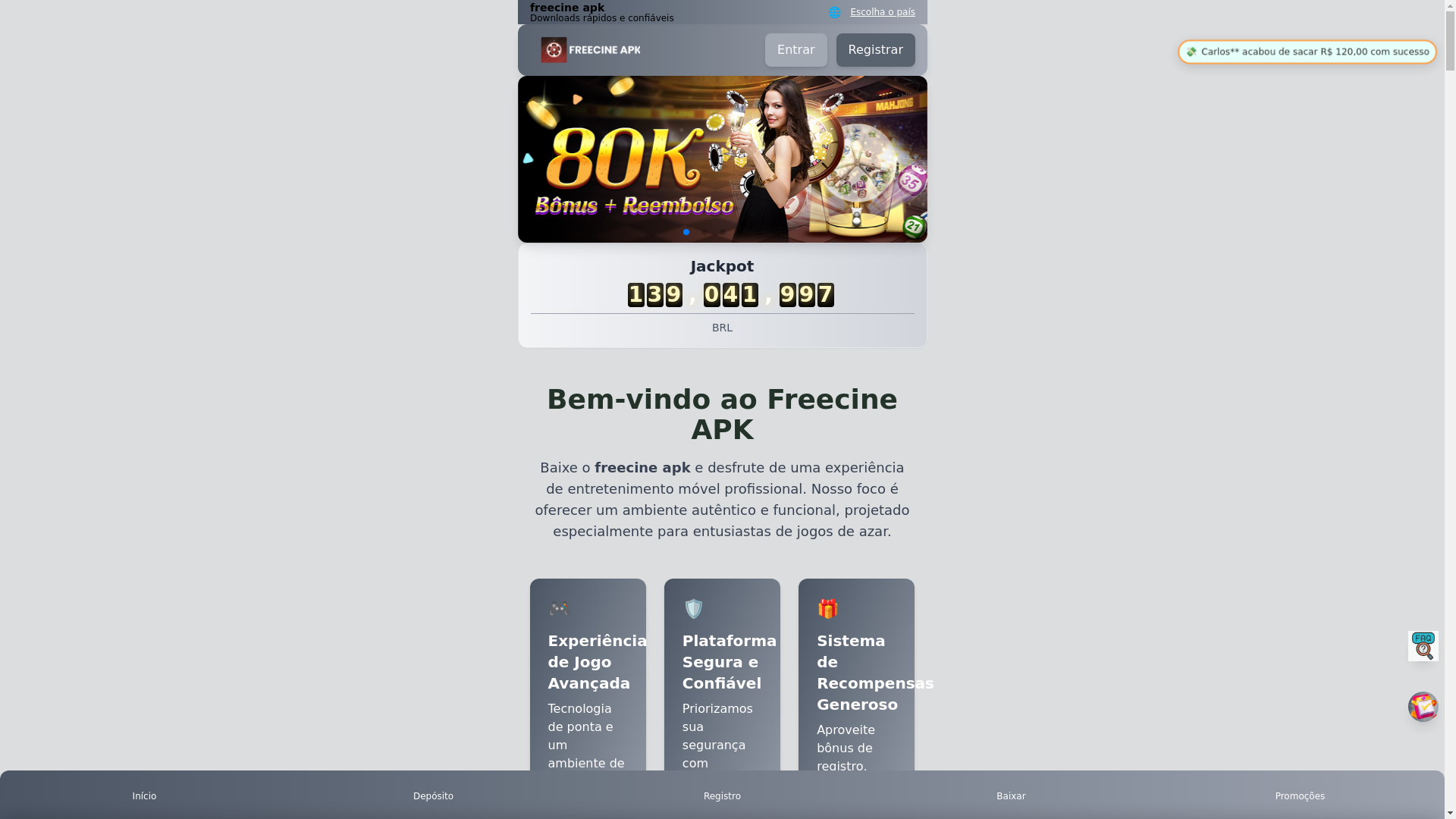 website screenshot of https://freecineapkmod.com/