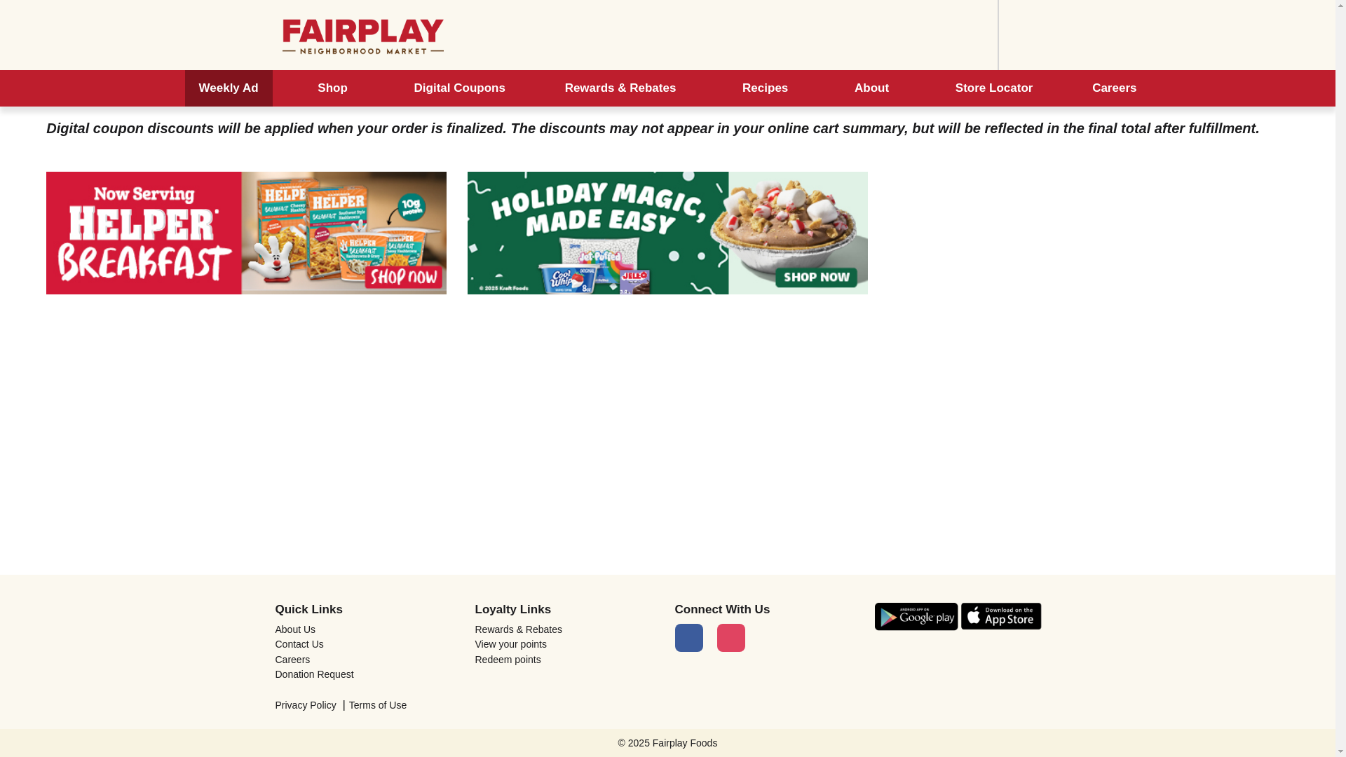 website screenshot of https://www.fairplayfoods.com/weekly-ad