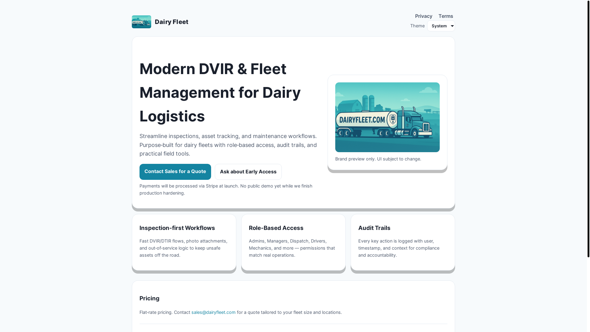 website screenshot of https://dairyfleet-landing2.pages.dev/