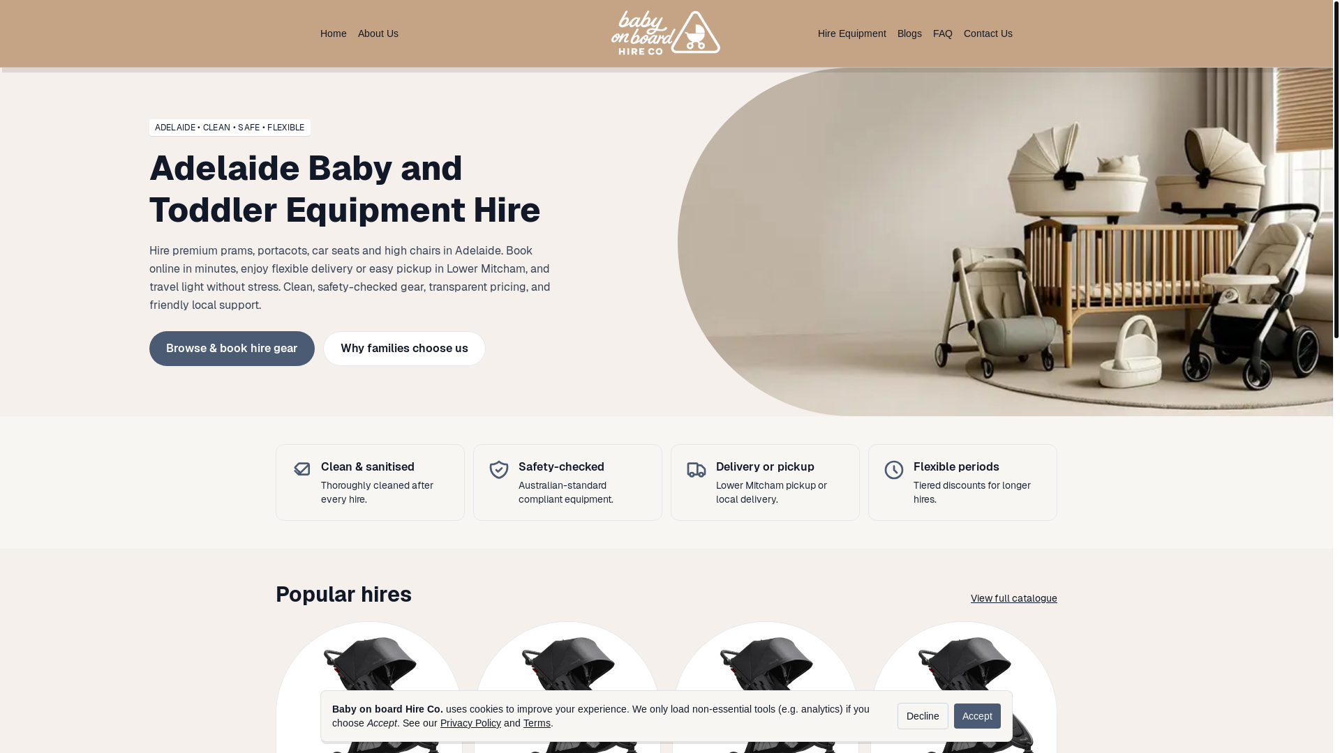 website screenshot of https://babyonboardhire.com/