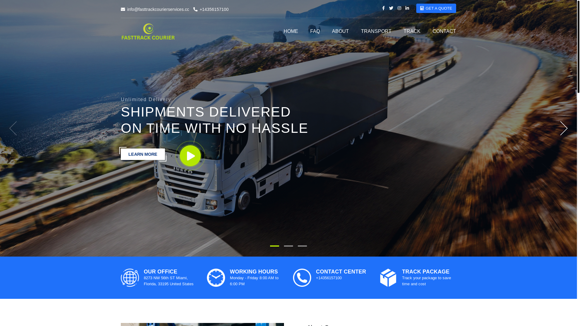 website screenshot of https://fasttrackcourierservices.cc/