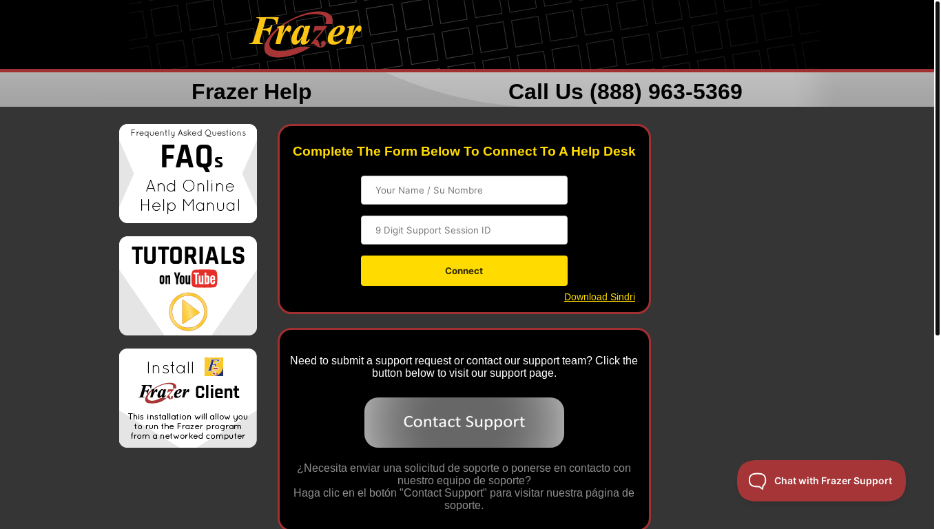 website screenshot of https://frazerhelp.com/