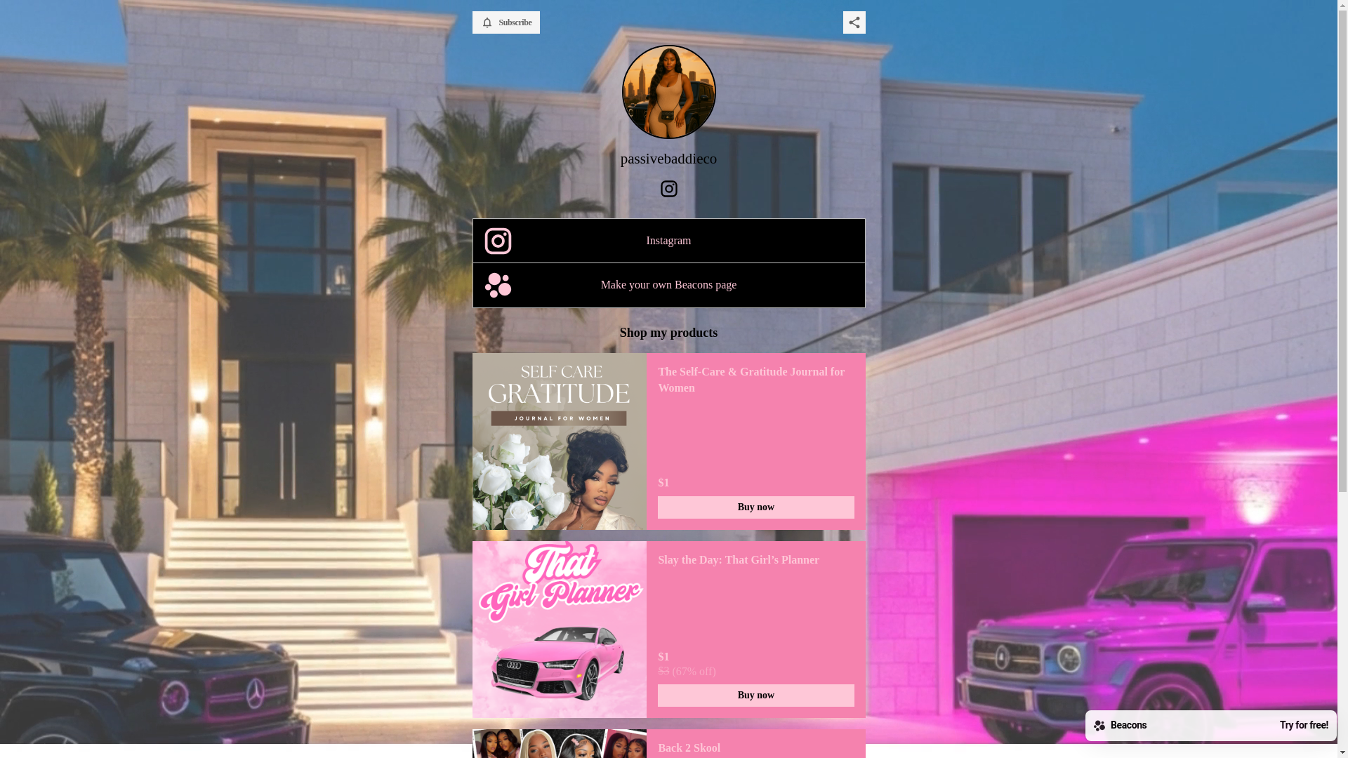 website screenshot of https://passivebaddieco.com/