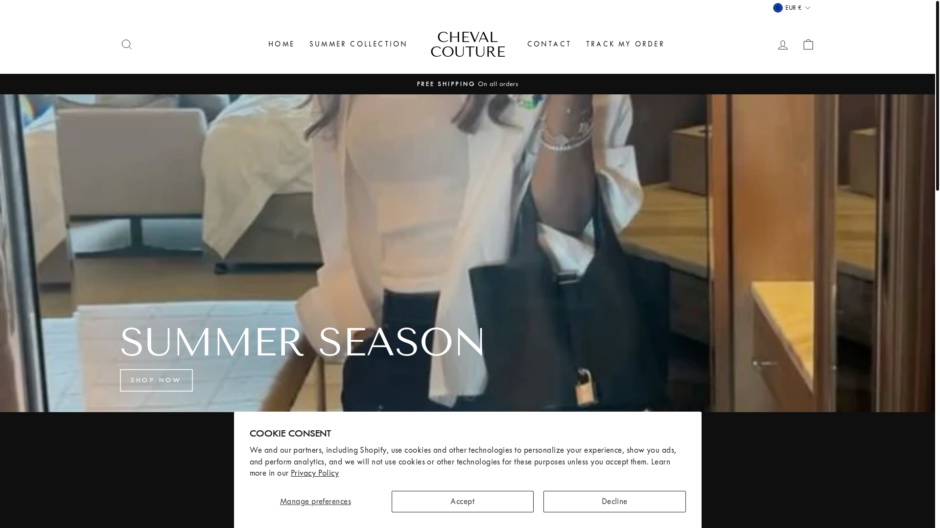 website screenshot of https://cheval-couture.com/