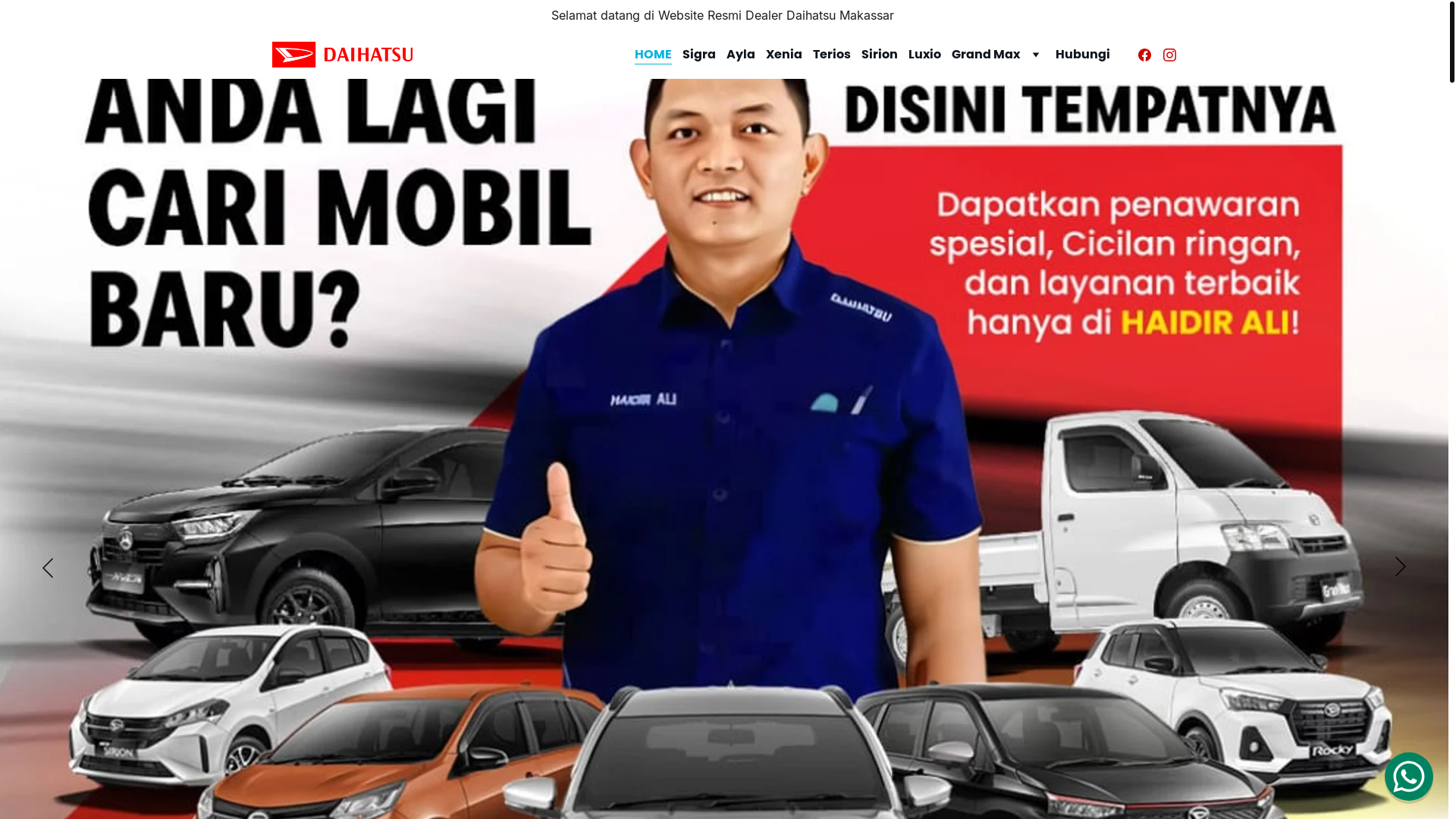 website screenshot of https://dealerdaihatsumks.com/