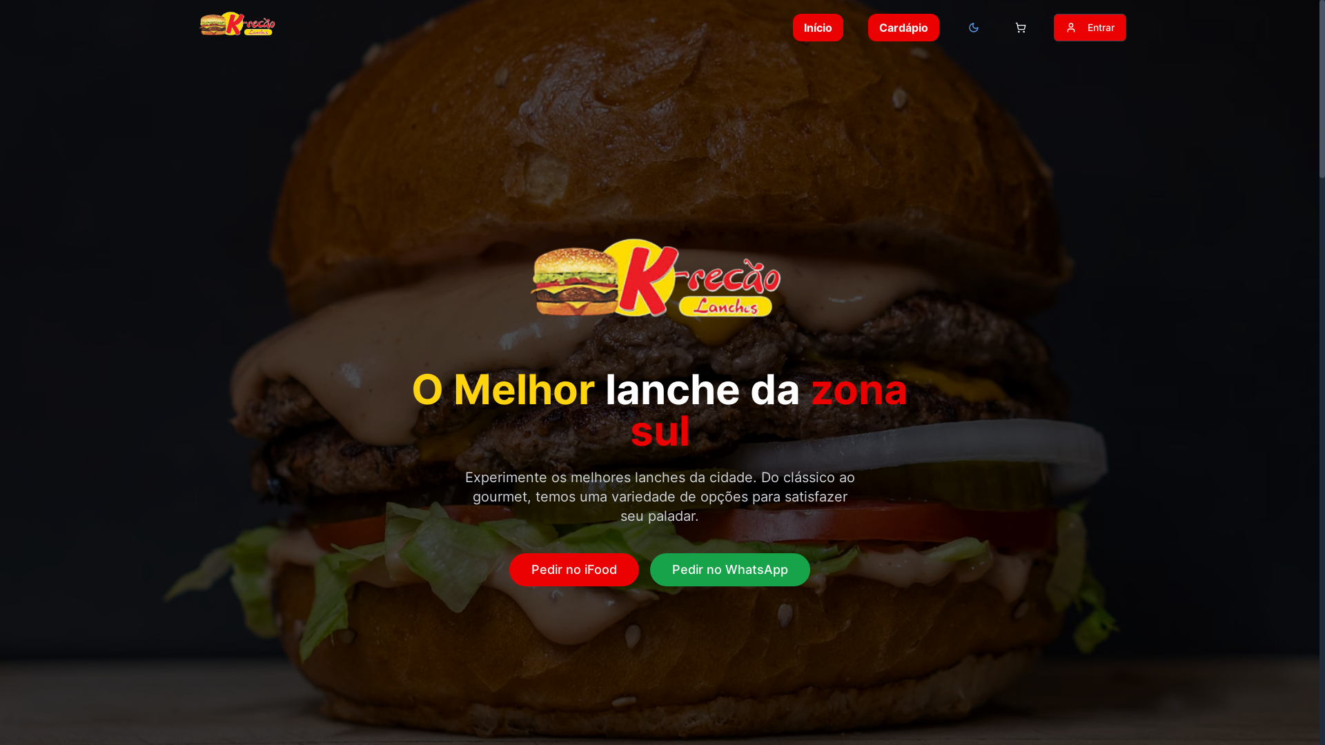 website screenshot of https://krecaolanches.com.br/