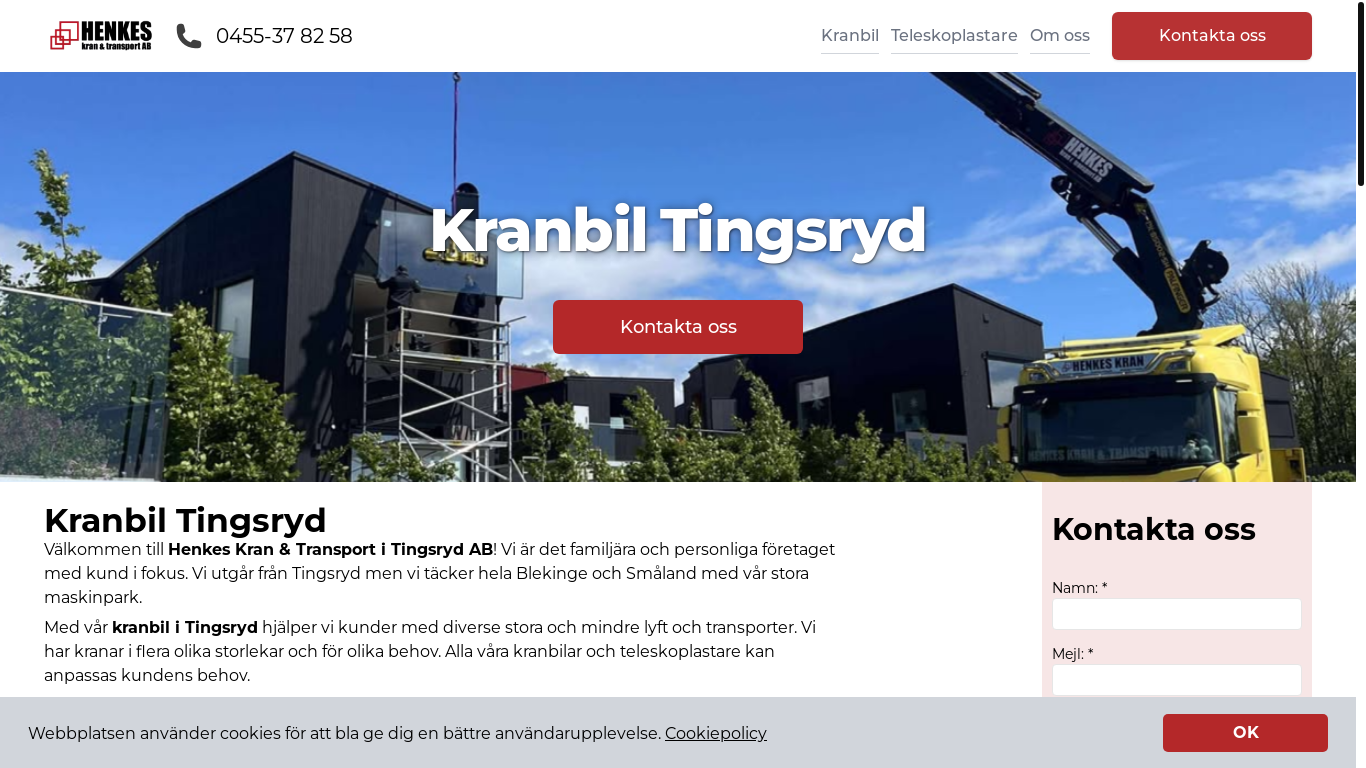 website screenshot of https://kranbiltingsryd.se/