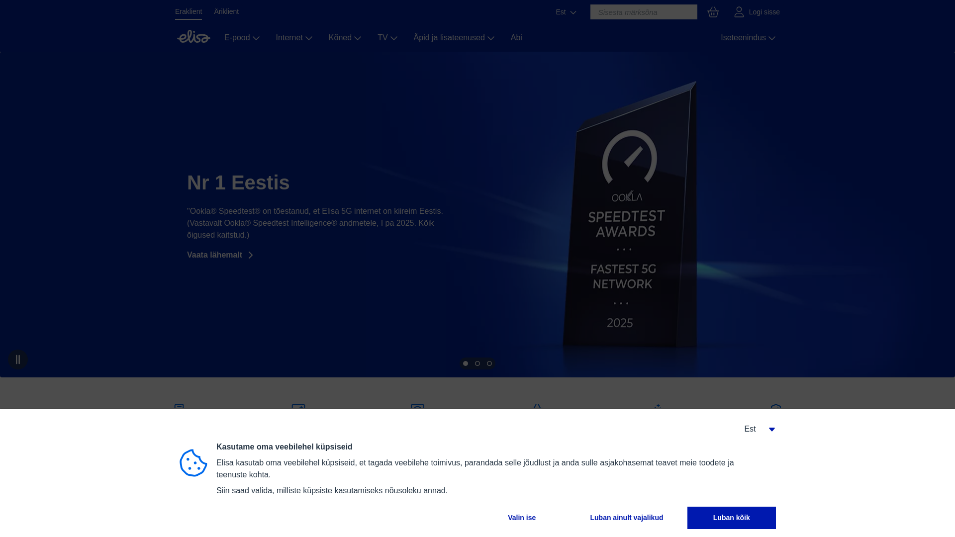 website screenshot of https://elisa.ee