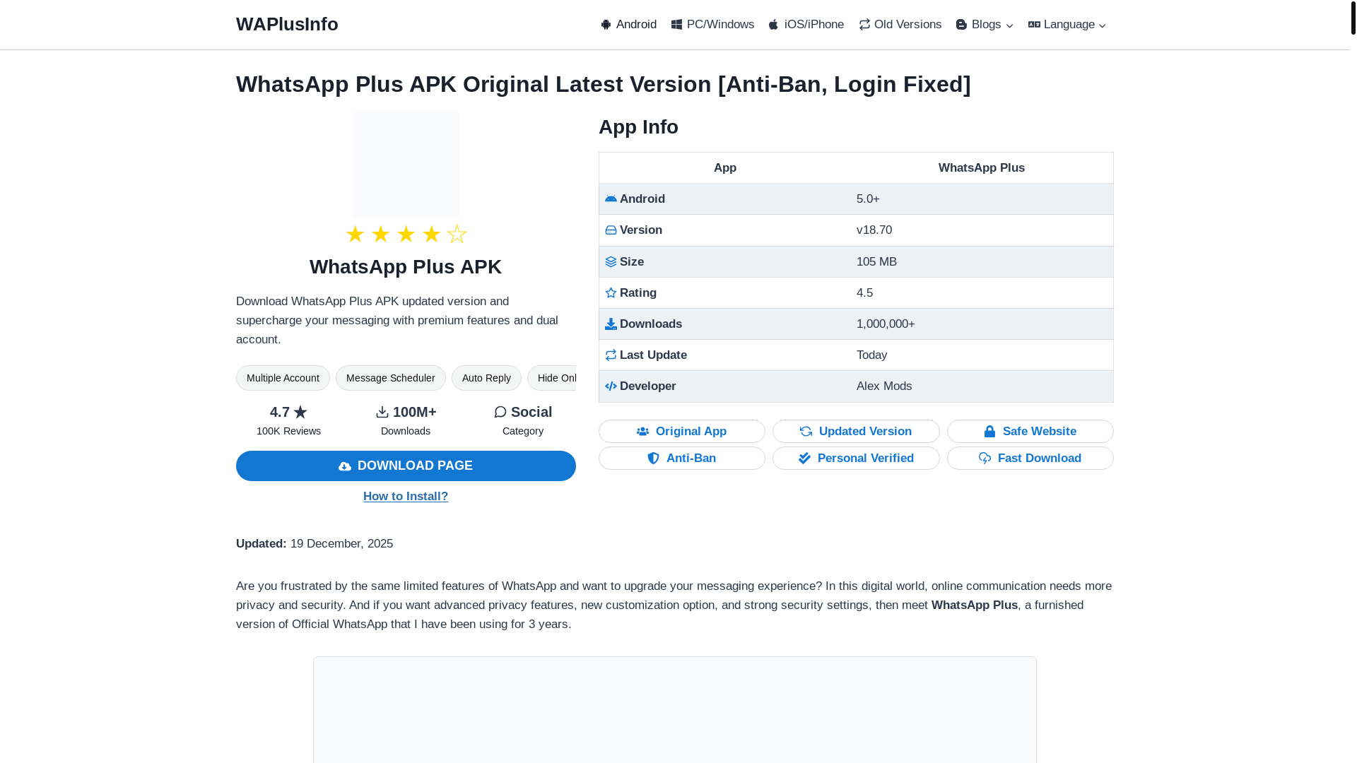 website screenshot of https://waplusinfo.com