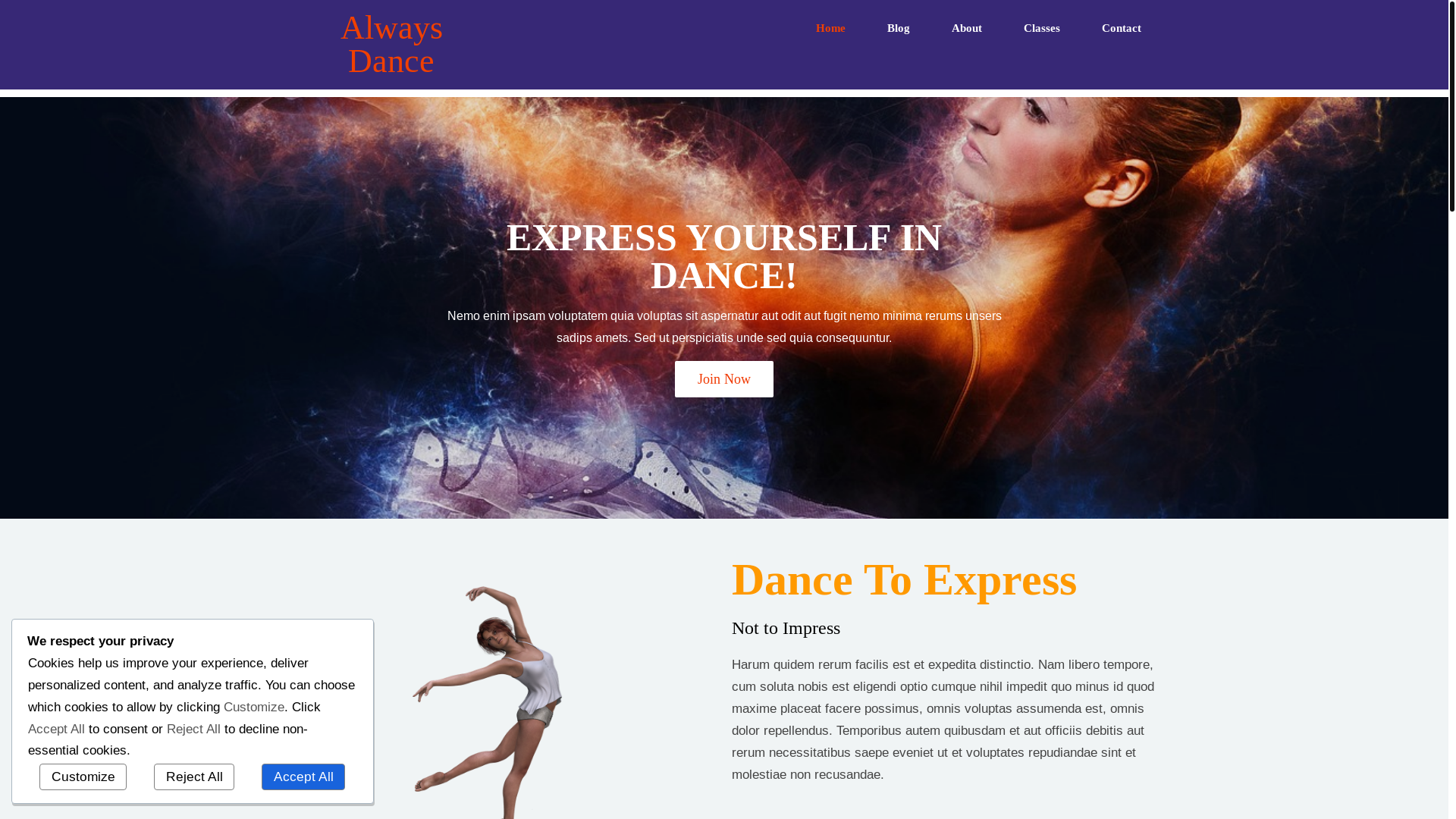 website screenshot of https://alwaysdance.co.za/