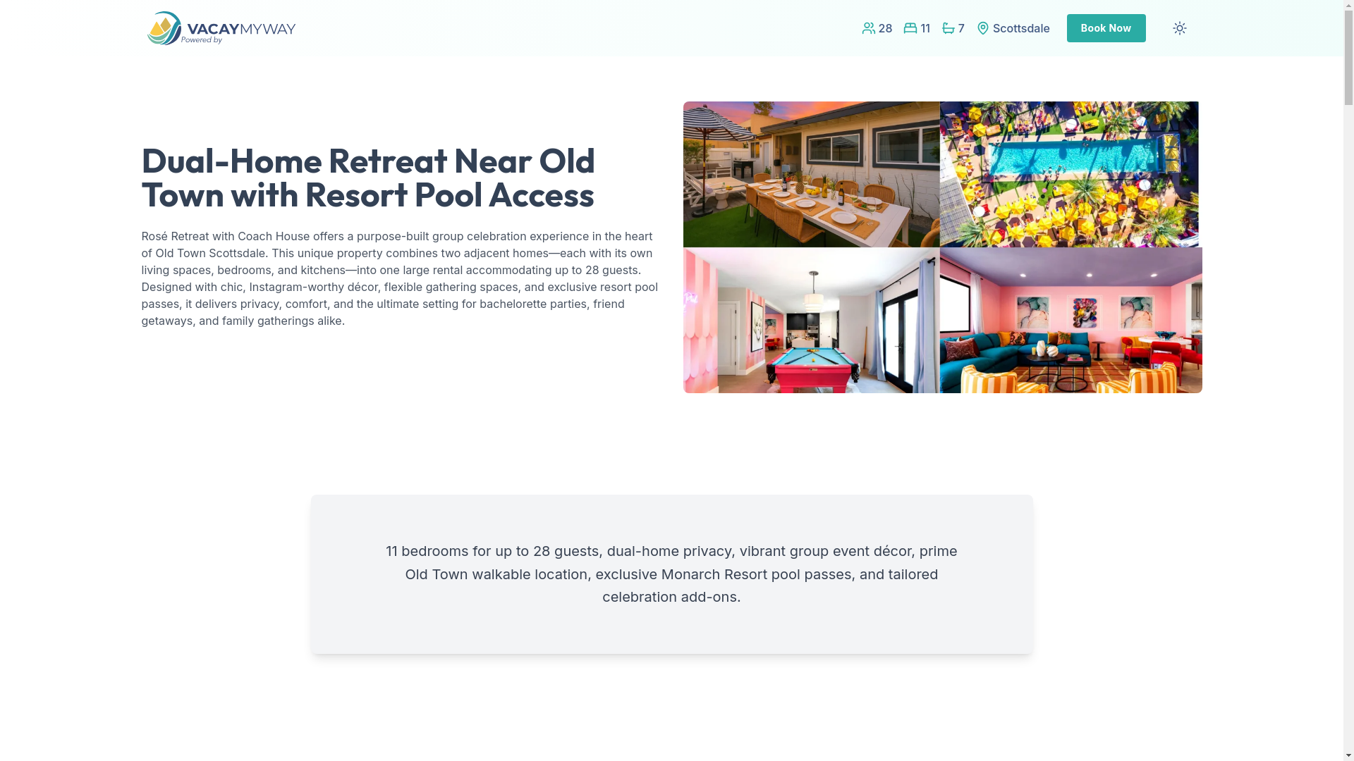 website screenshot of https://blushscottsdale.vacations/