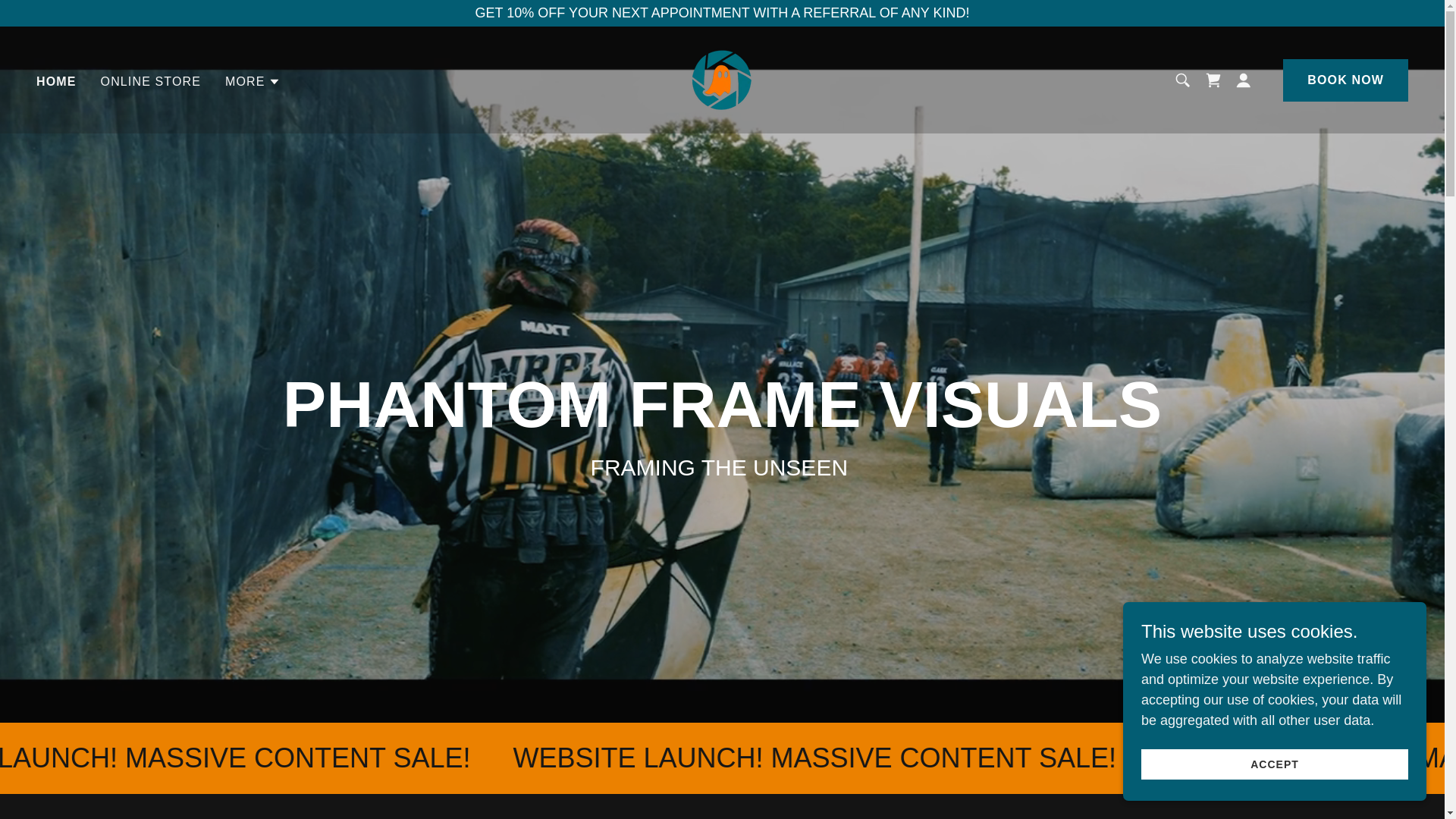 website screenshot of https://phantomframevisuals.com/