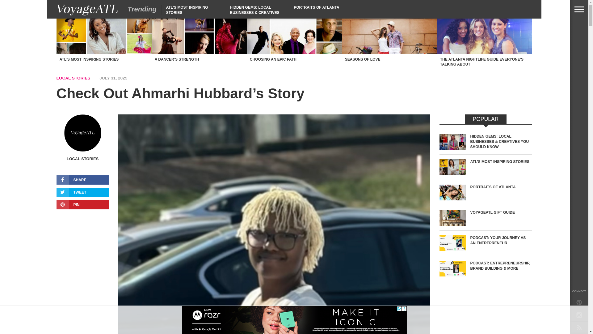 website screenshot of https://voyageatl.com/interview/check-out-ahmarhi-hubbards-story/