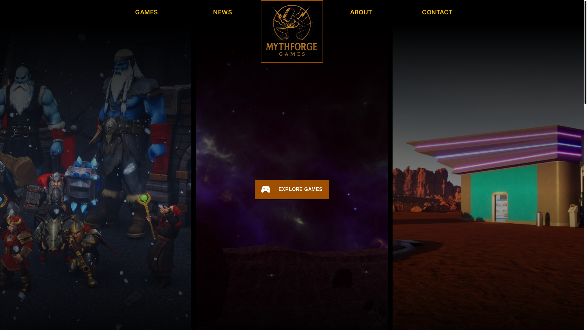 website screenshot of https://mythforgegames.eu/
