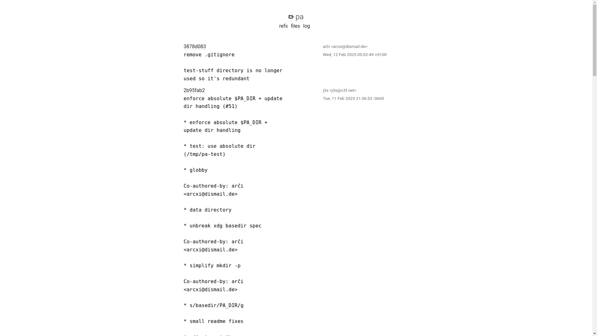website screenshot of https://git.j3s.sh/pa
