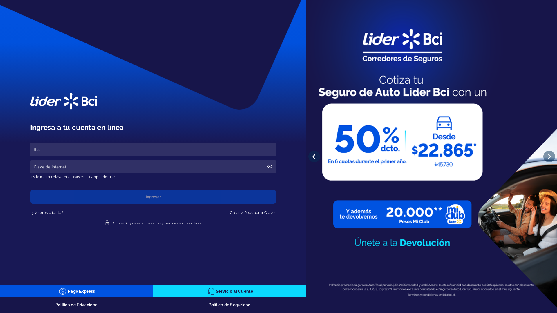 website screenshot of https://lider-serviciofinanciero.top/