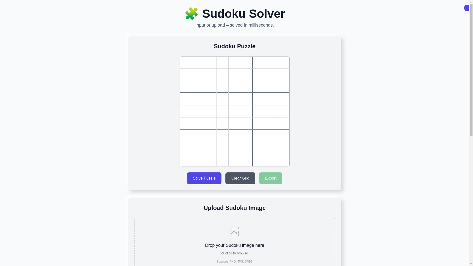 website screenshot of https://web-sudoku-solver.pages.dev/