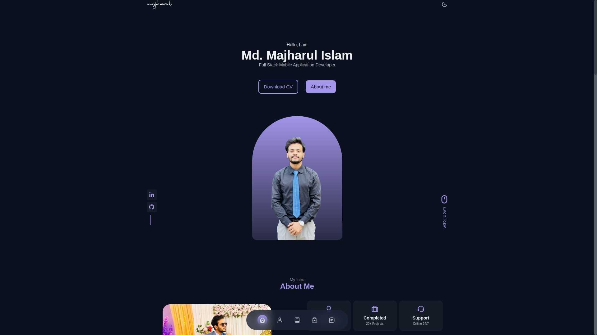 website screenshot of https://heymajharul.me/