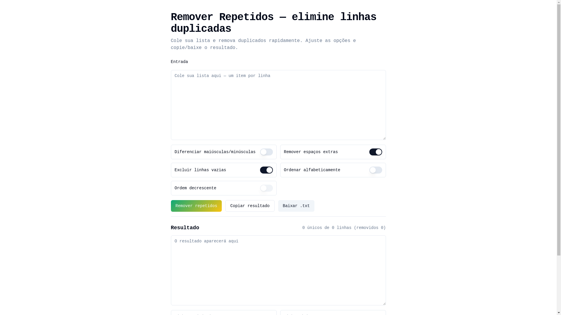 website screenshot of https://removerrepetidos.com/