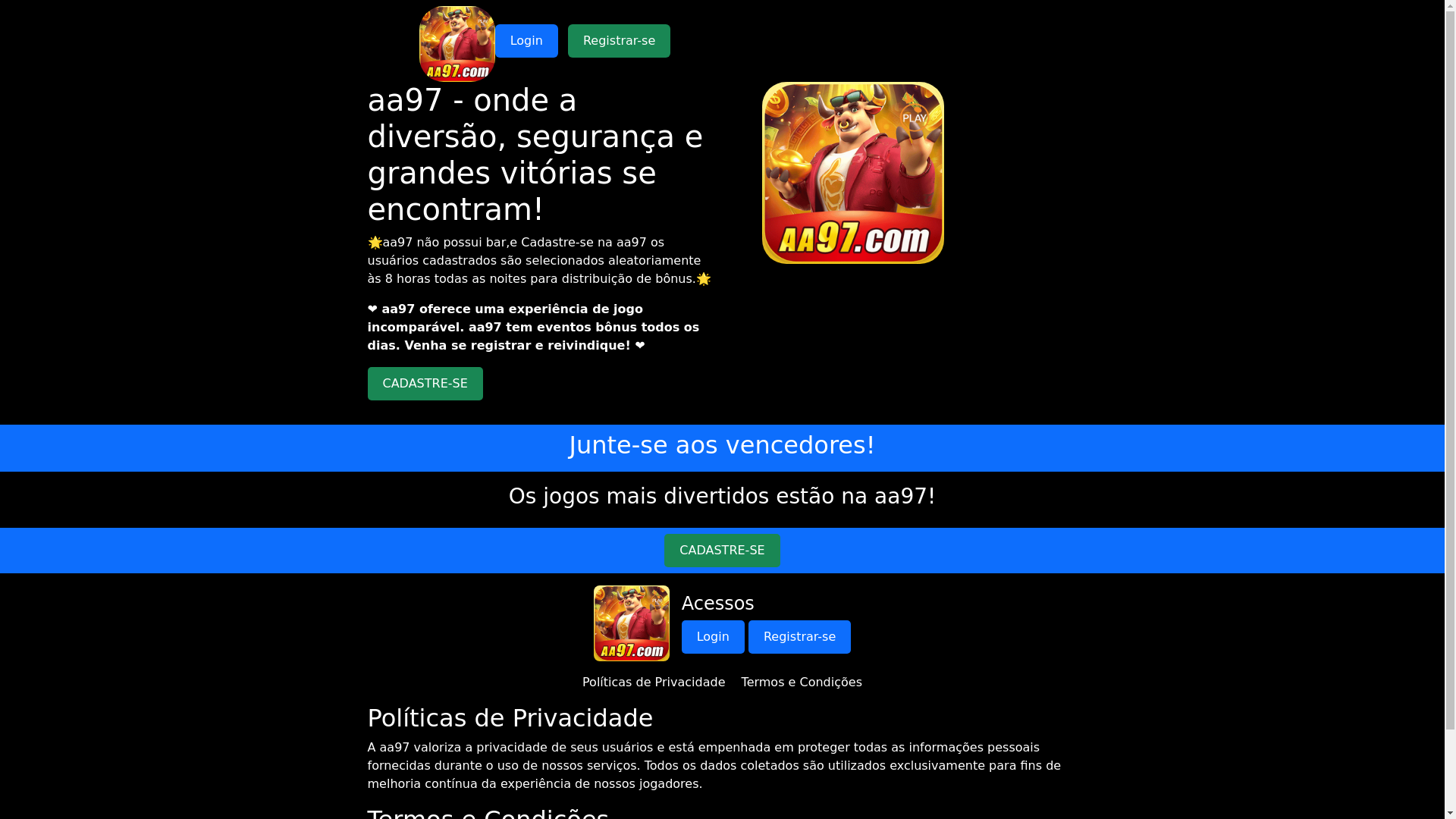website screenshot of https://aa97win.com/