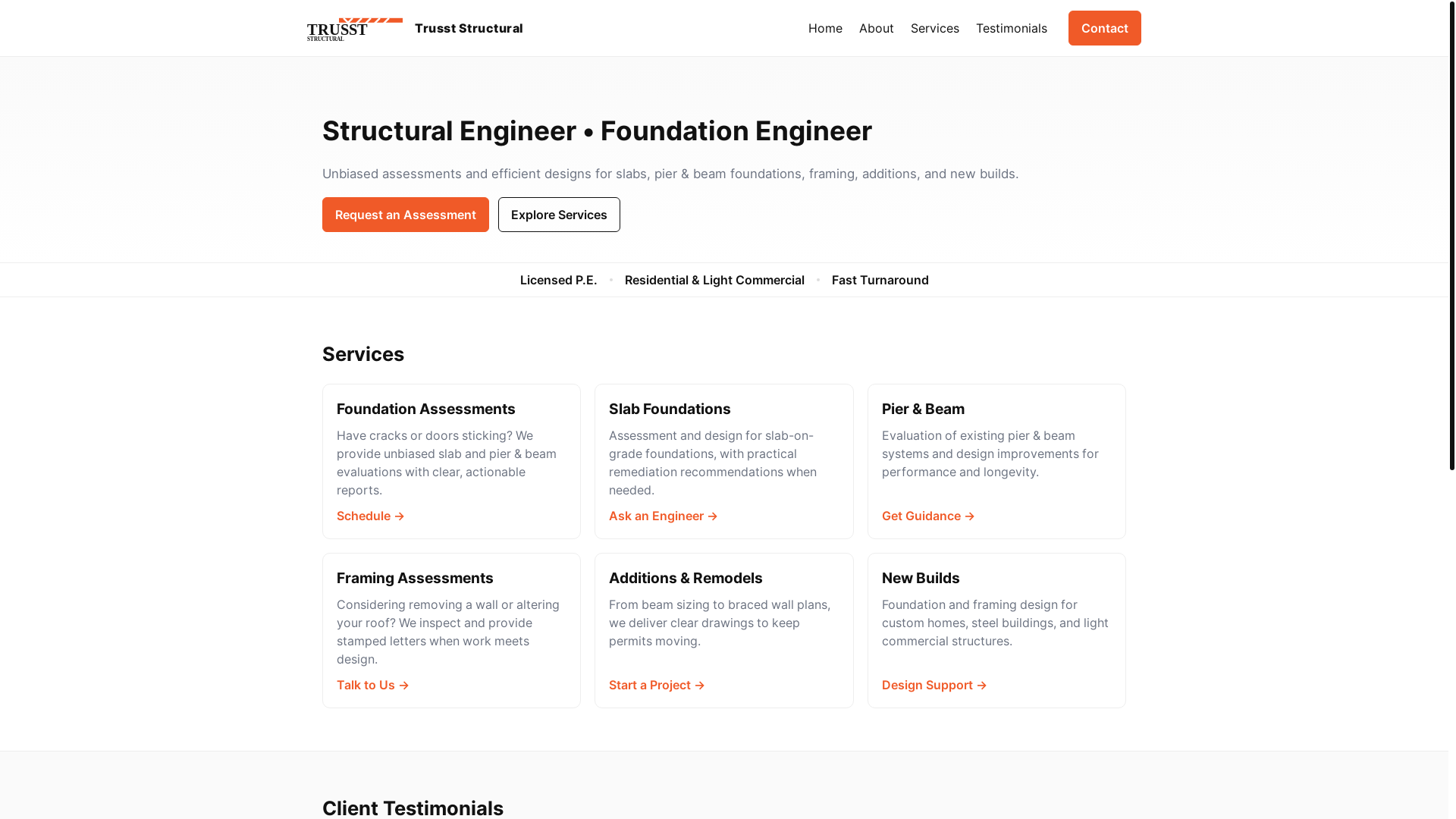 website screenshot of https://trusststructural.com/