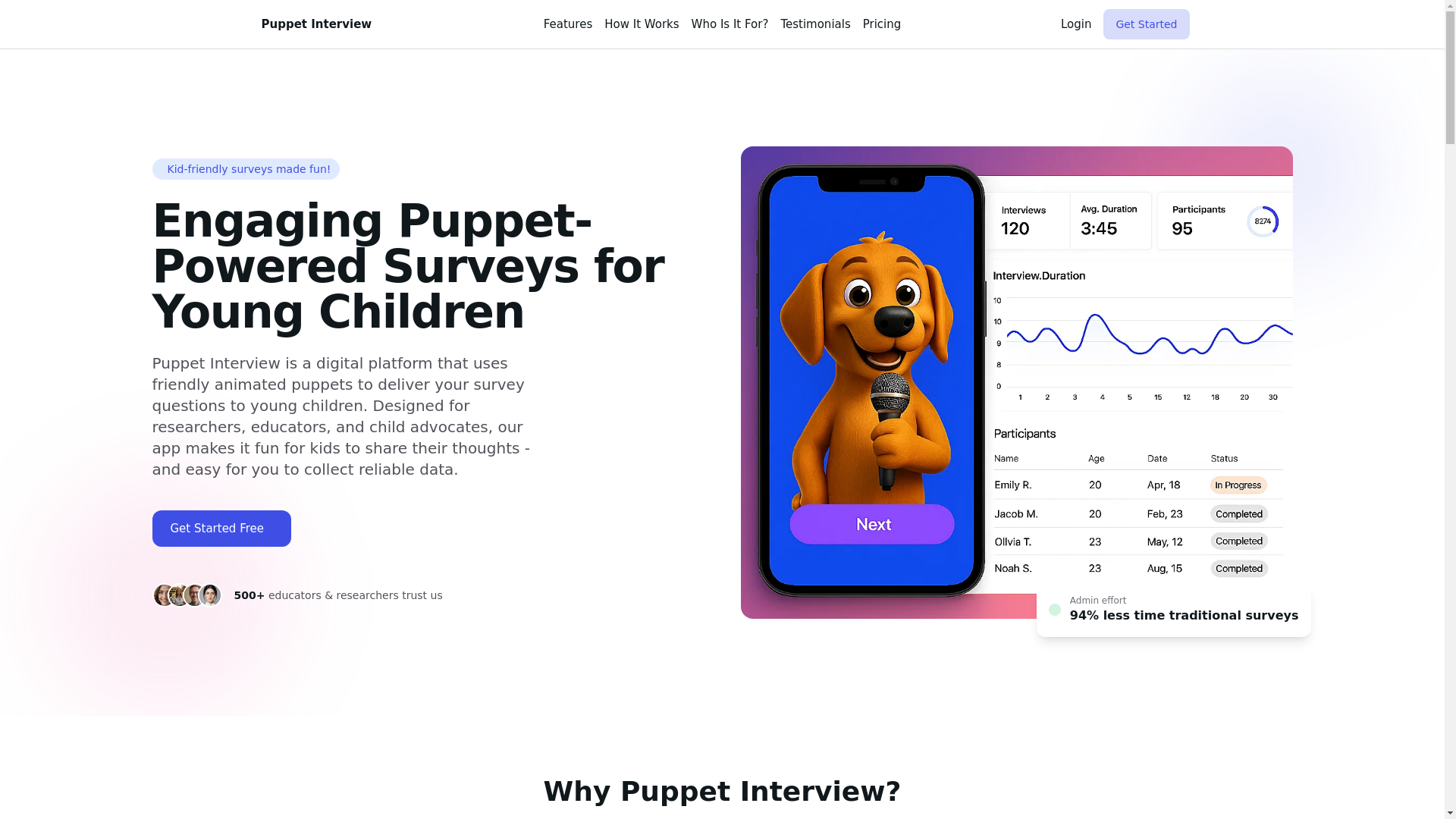 website screenshot of https://puppet-landing-page.pages.dev/