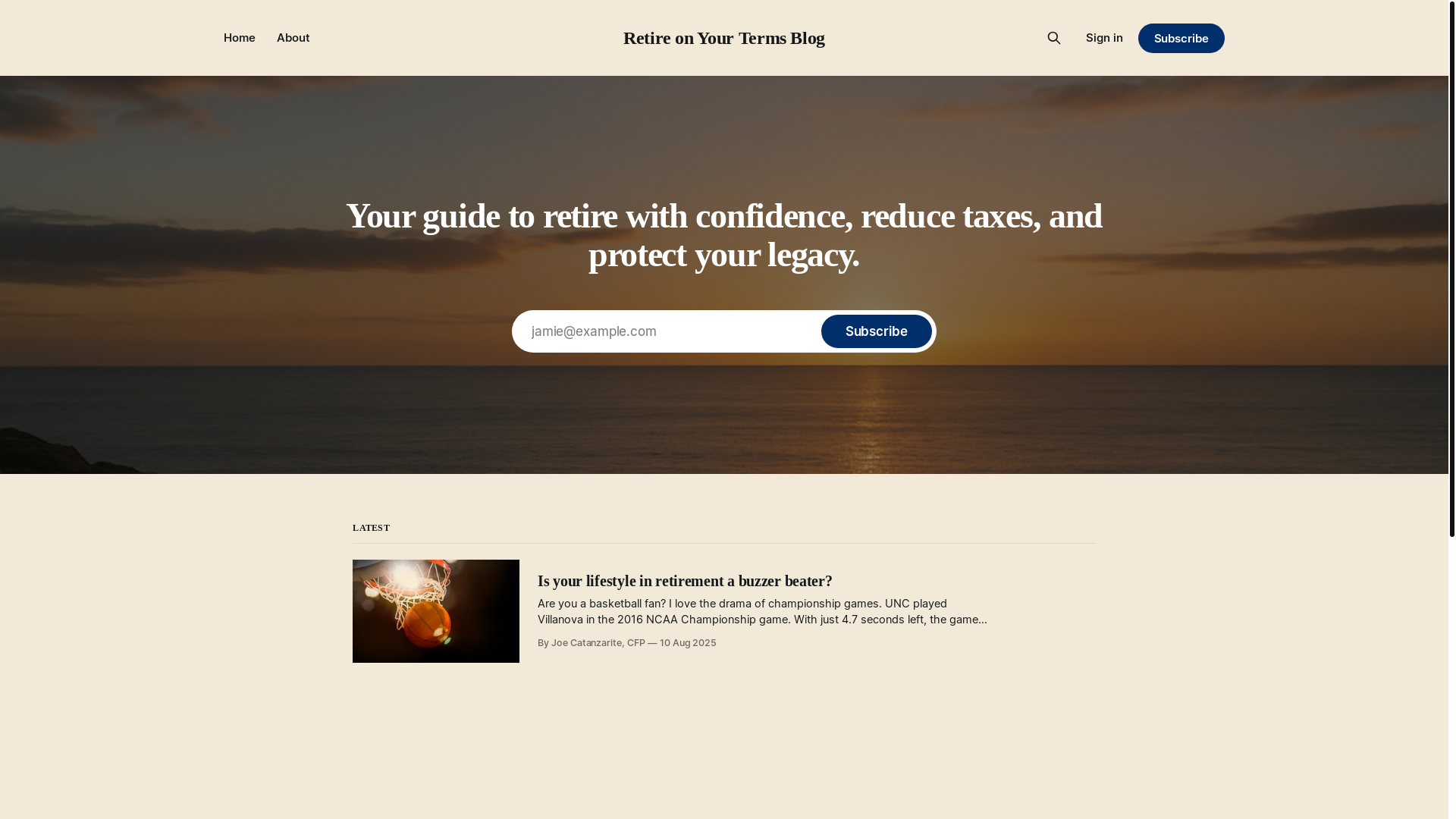 website screenshot of https://retireonyourterms.blog/