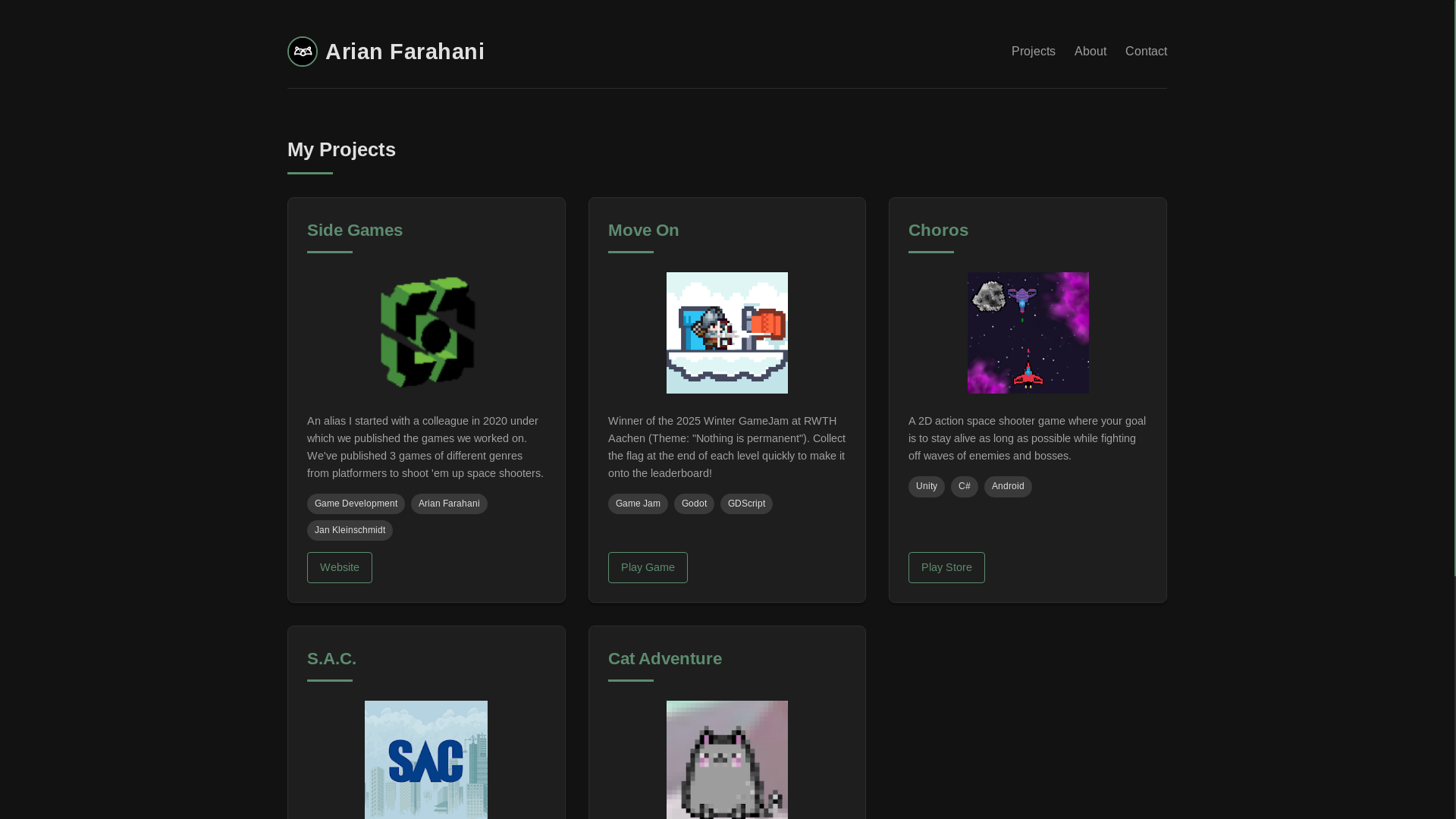 website screenshot of https://arian-website.pages.dev/