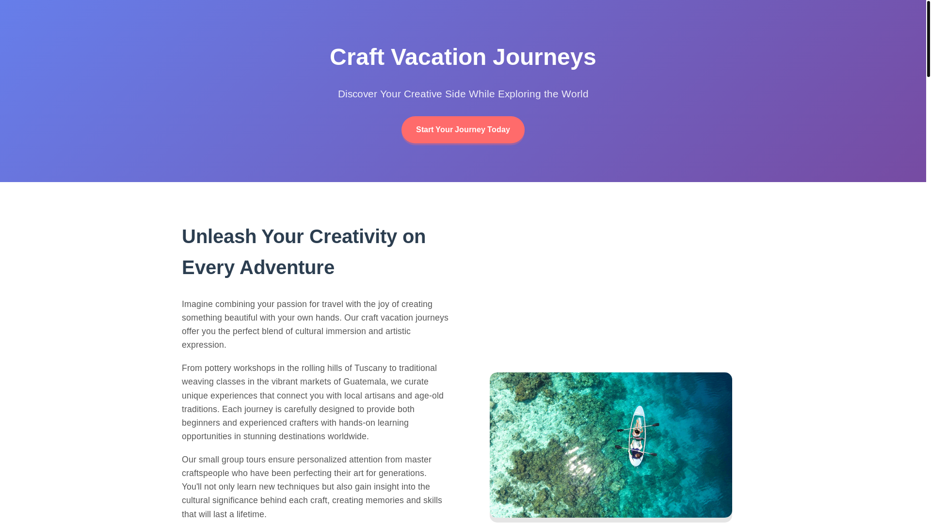 website screenshot of https://craftvacationjourneys.live/
