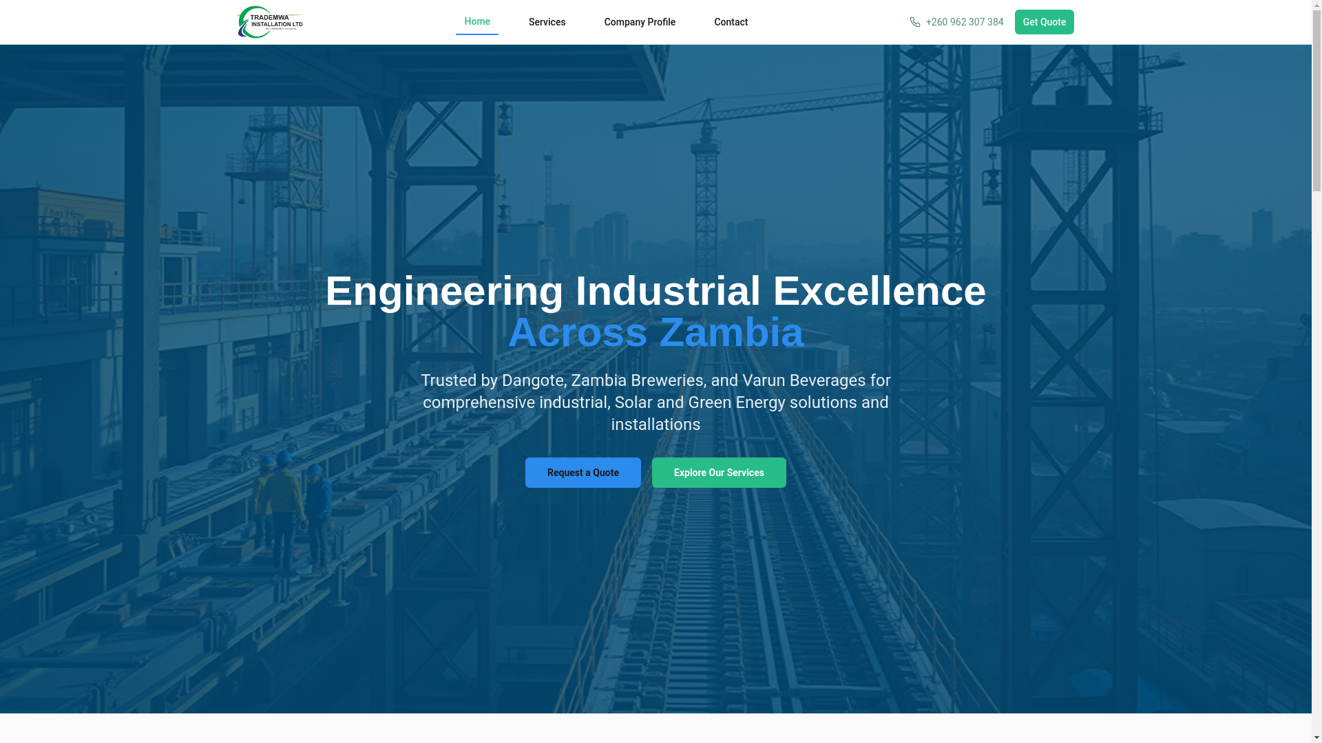 website screenshot of https://trademwainstallations.com/
