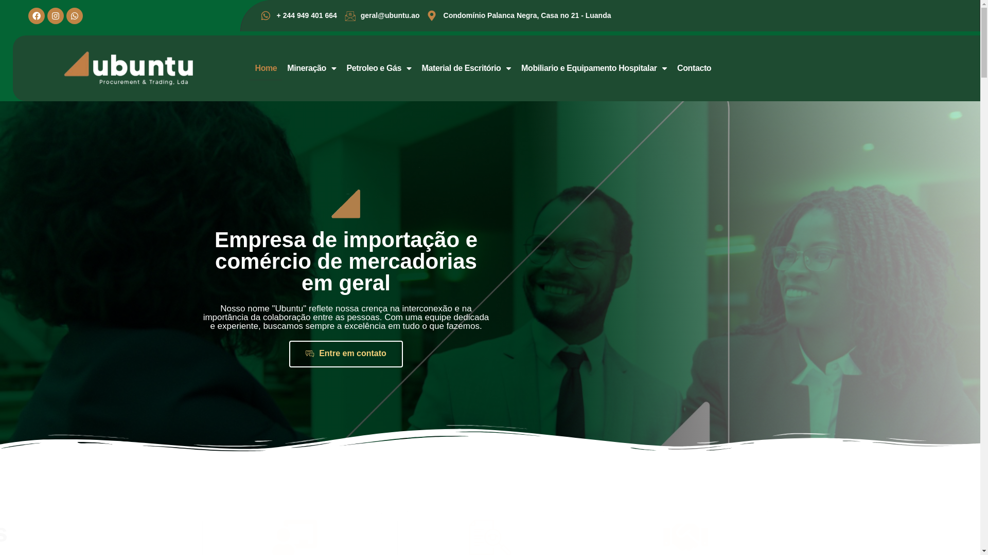 website screenshot of https://ubuntuangola.com/