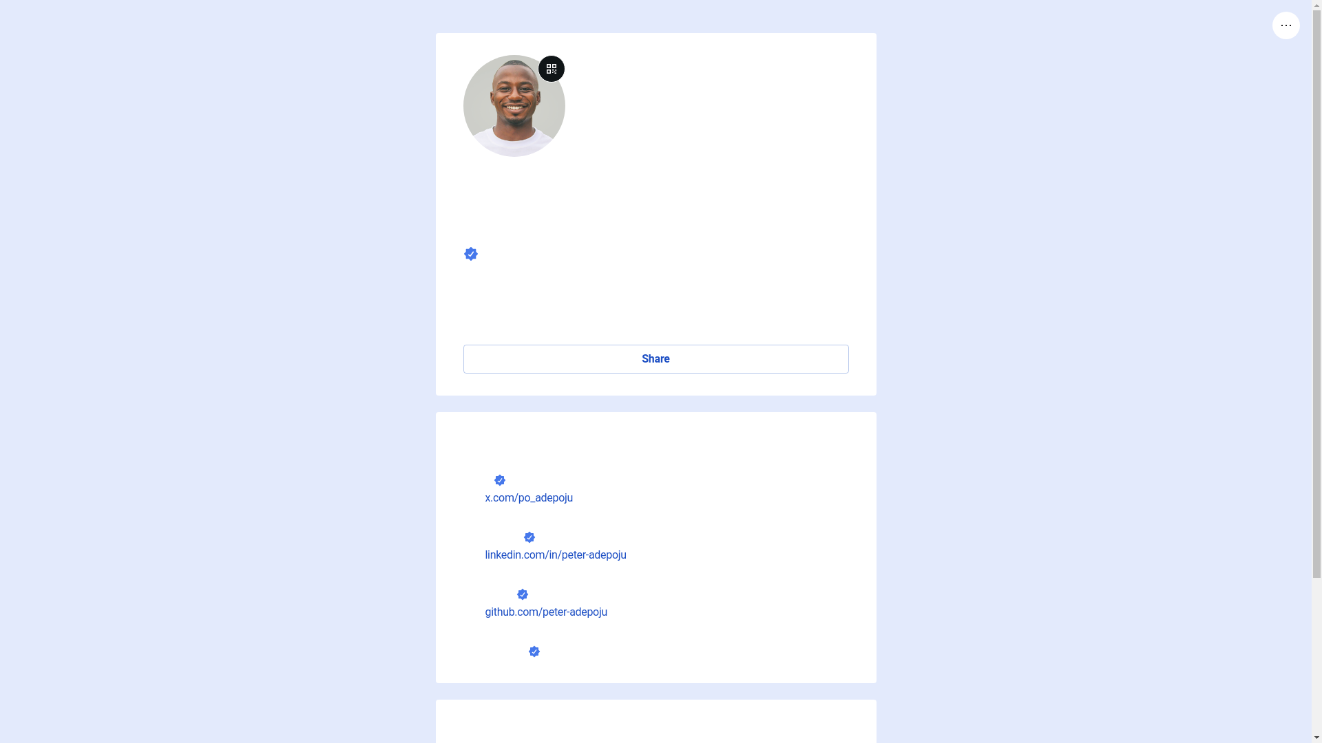 website screenshot of https://peteradepoju.bio/