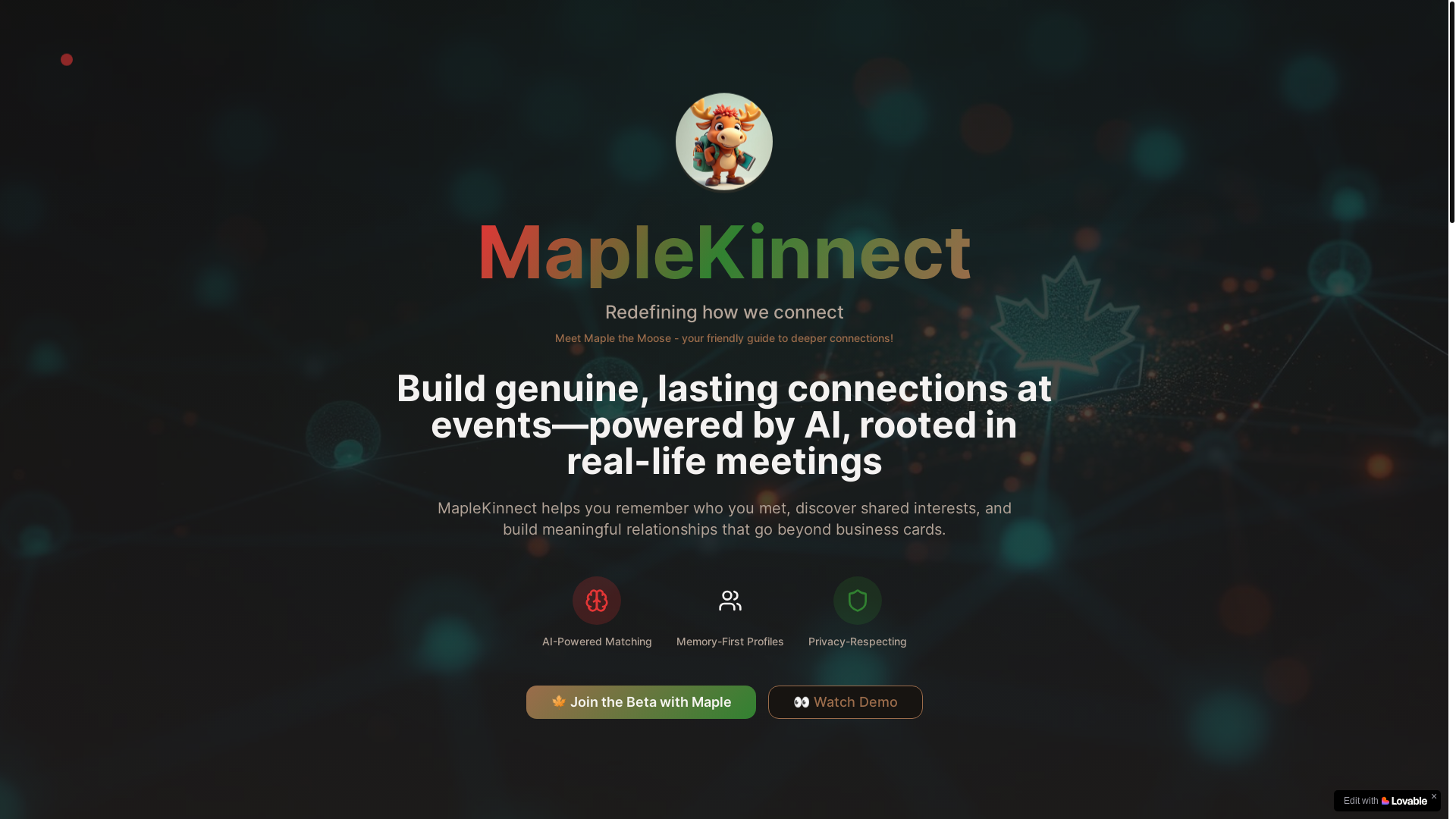 website screenshot of https://maplekinnect.com/