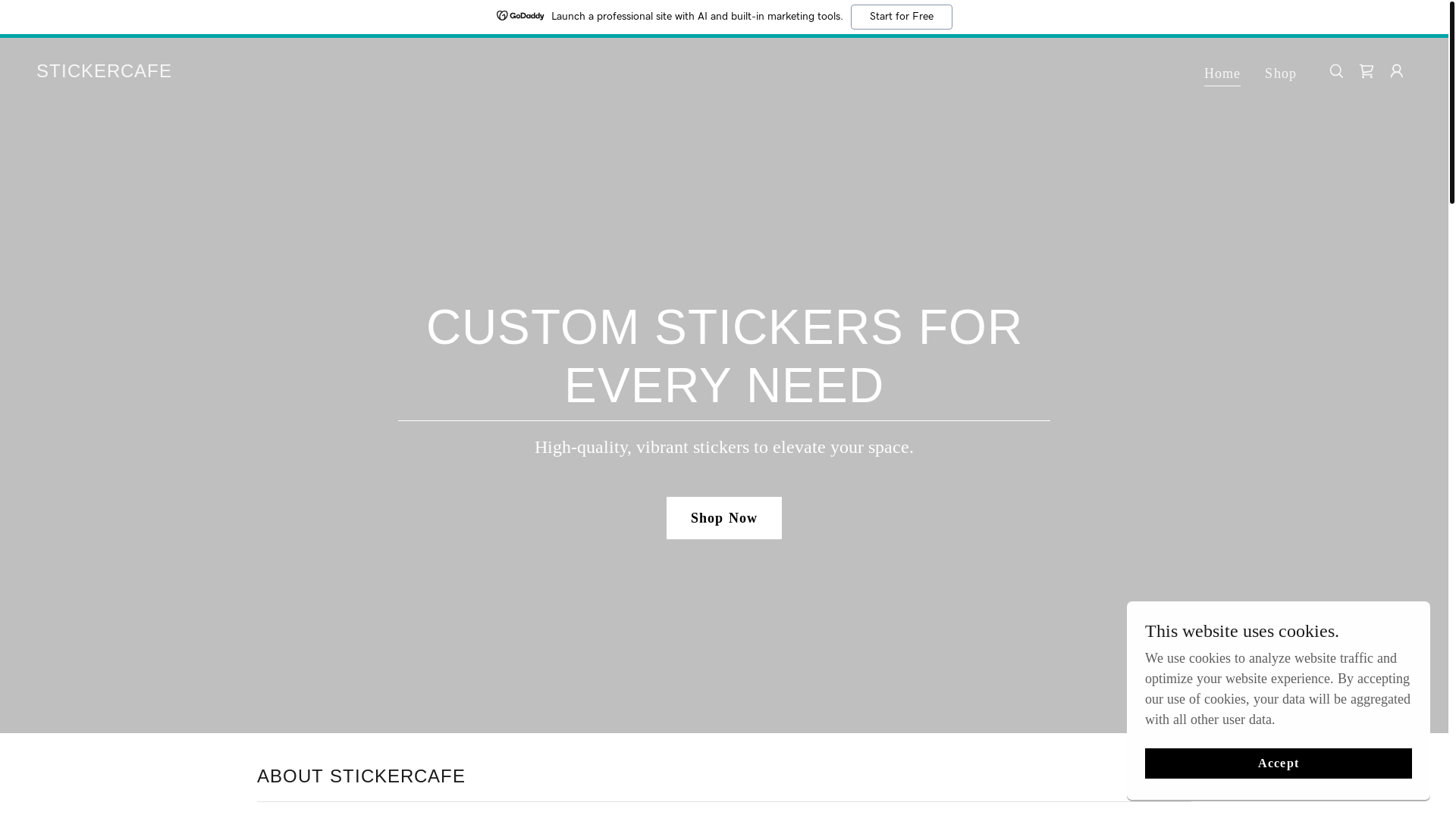 website screenshot of https://stickercafe.bar/