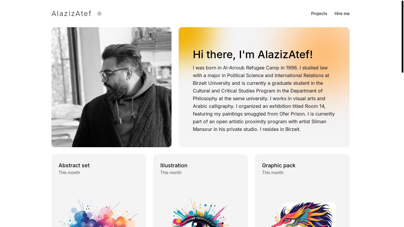 website screenshot of https://alazizatef.com/