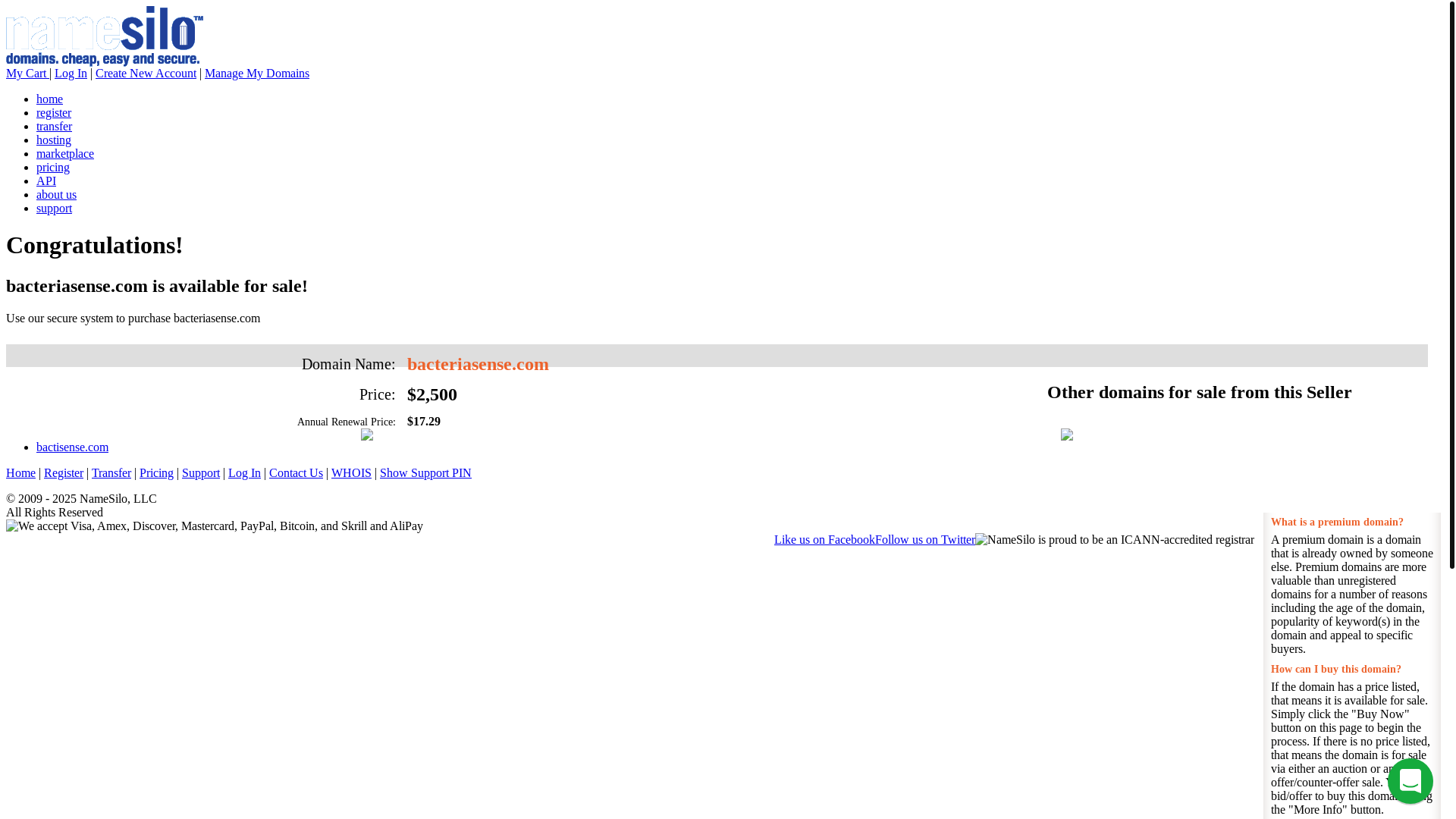 website screenshot of https://bacteriasense.com/