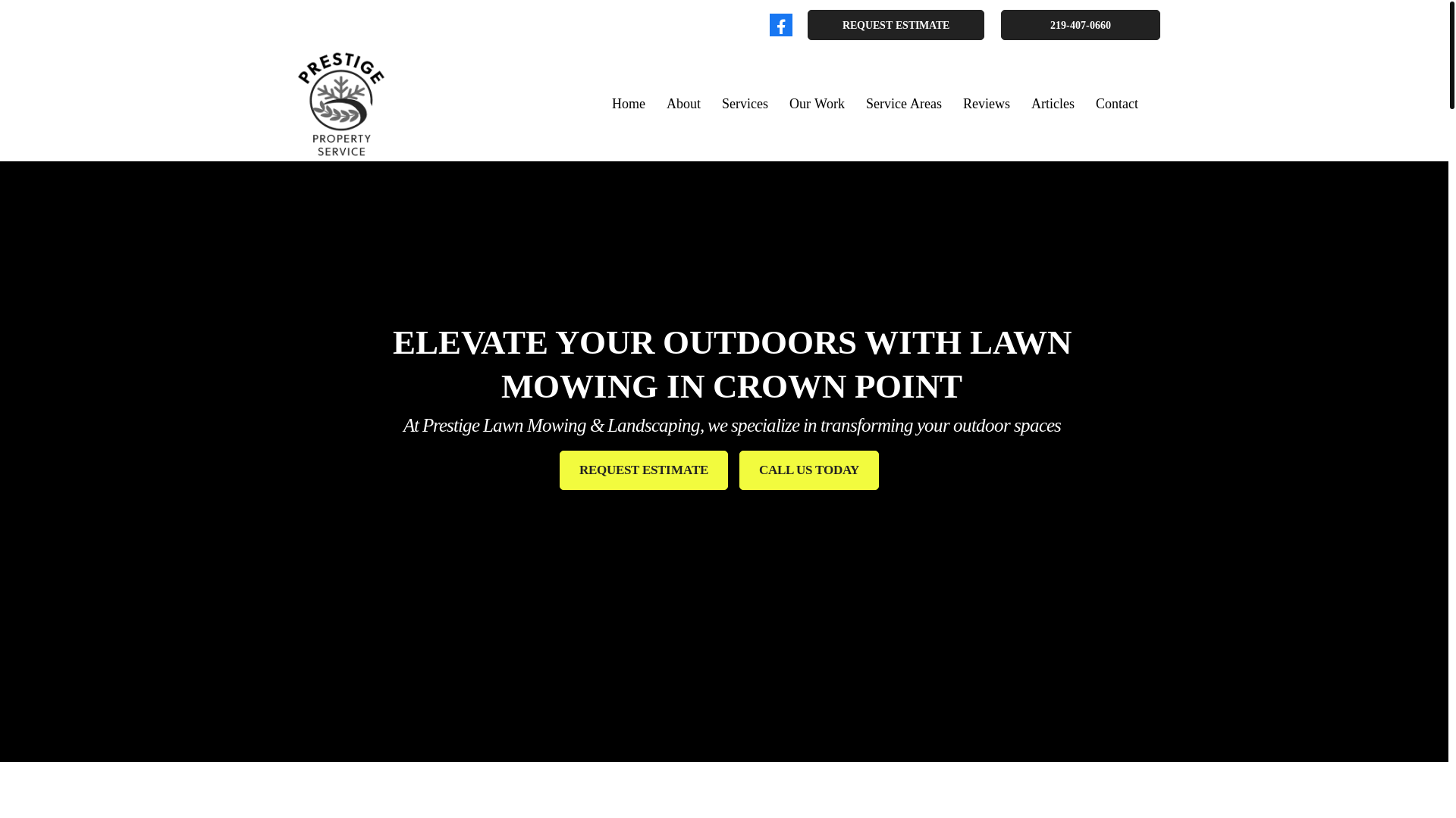 website screenshot of https://prestigelawnmowingandlandscaping.com/