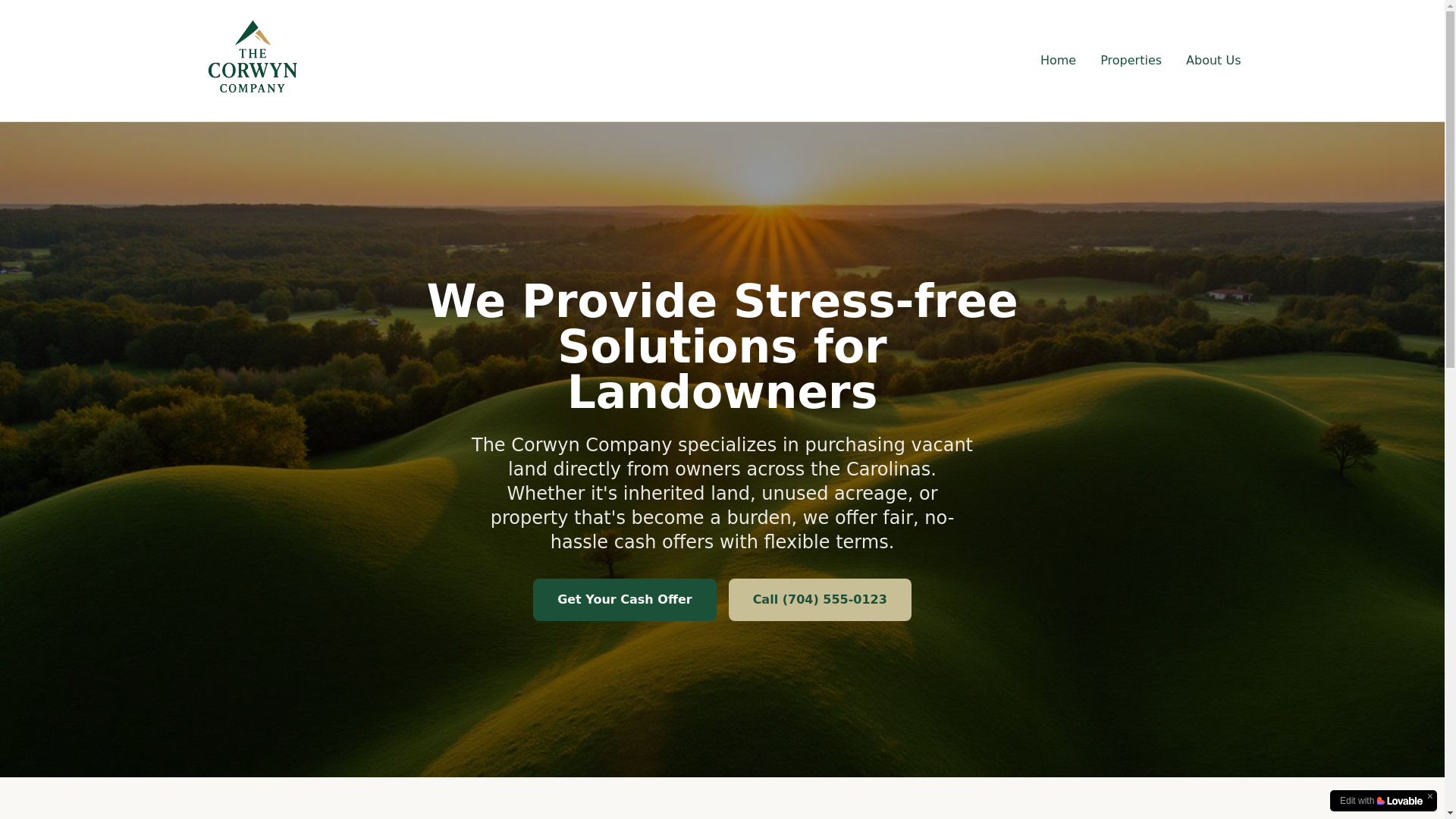website screenshot of https://corwyncompany.com/