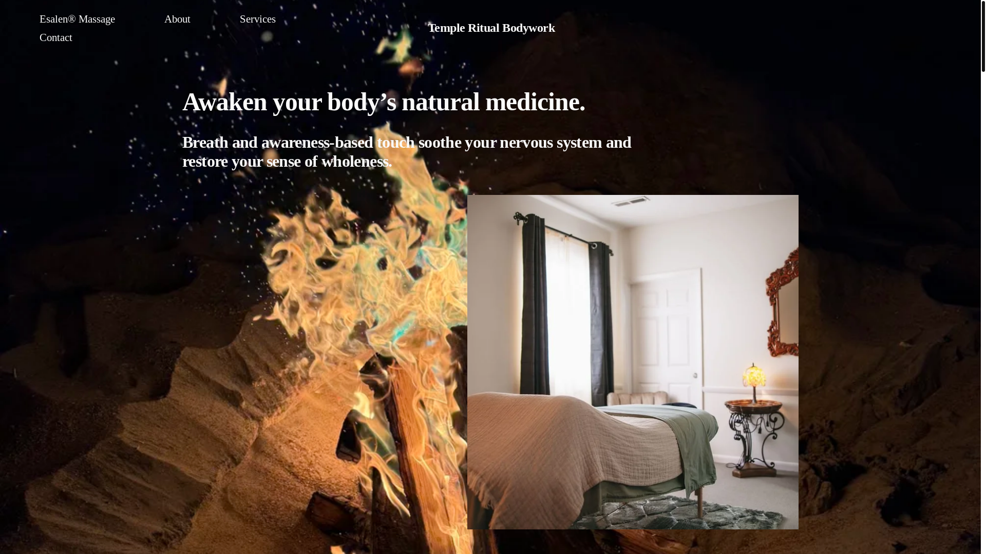 website screenshot of https://templeritualbodywork.com/