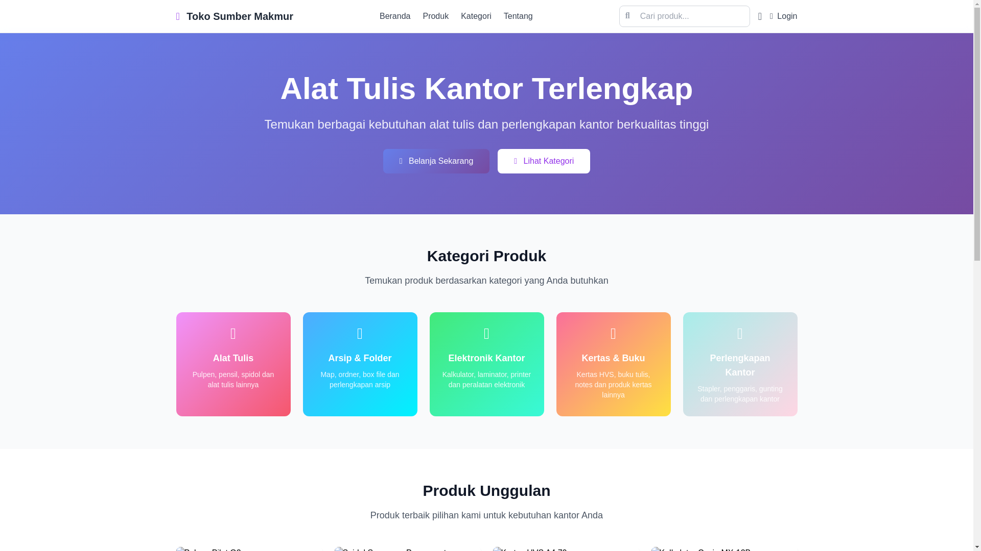 website screenshot of https://tokosumbermakmur.my.id/