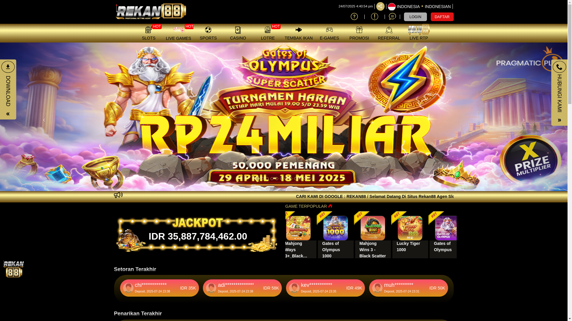 website screenshot of https://rekan88top2.shop/