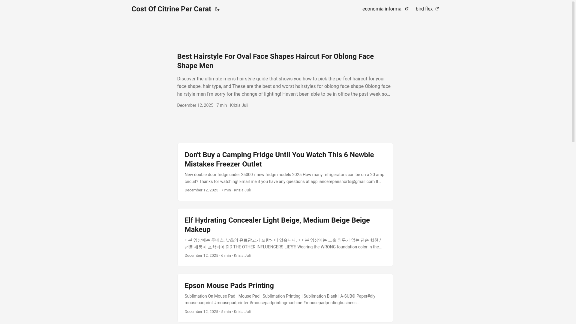 website screenshot of https://costofcitrinepercarat.pages.dev/