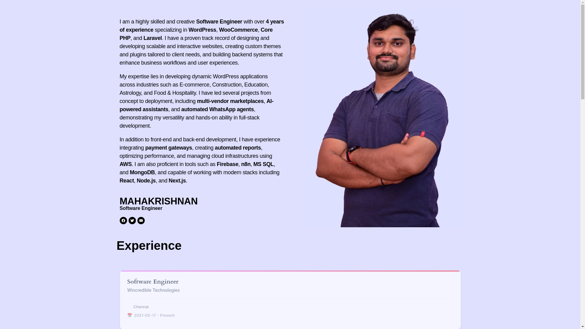 website screenshot of https://mahakrishnan.in/
