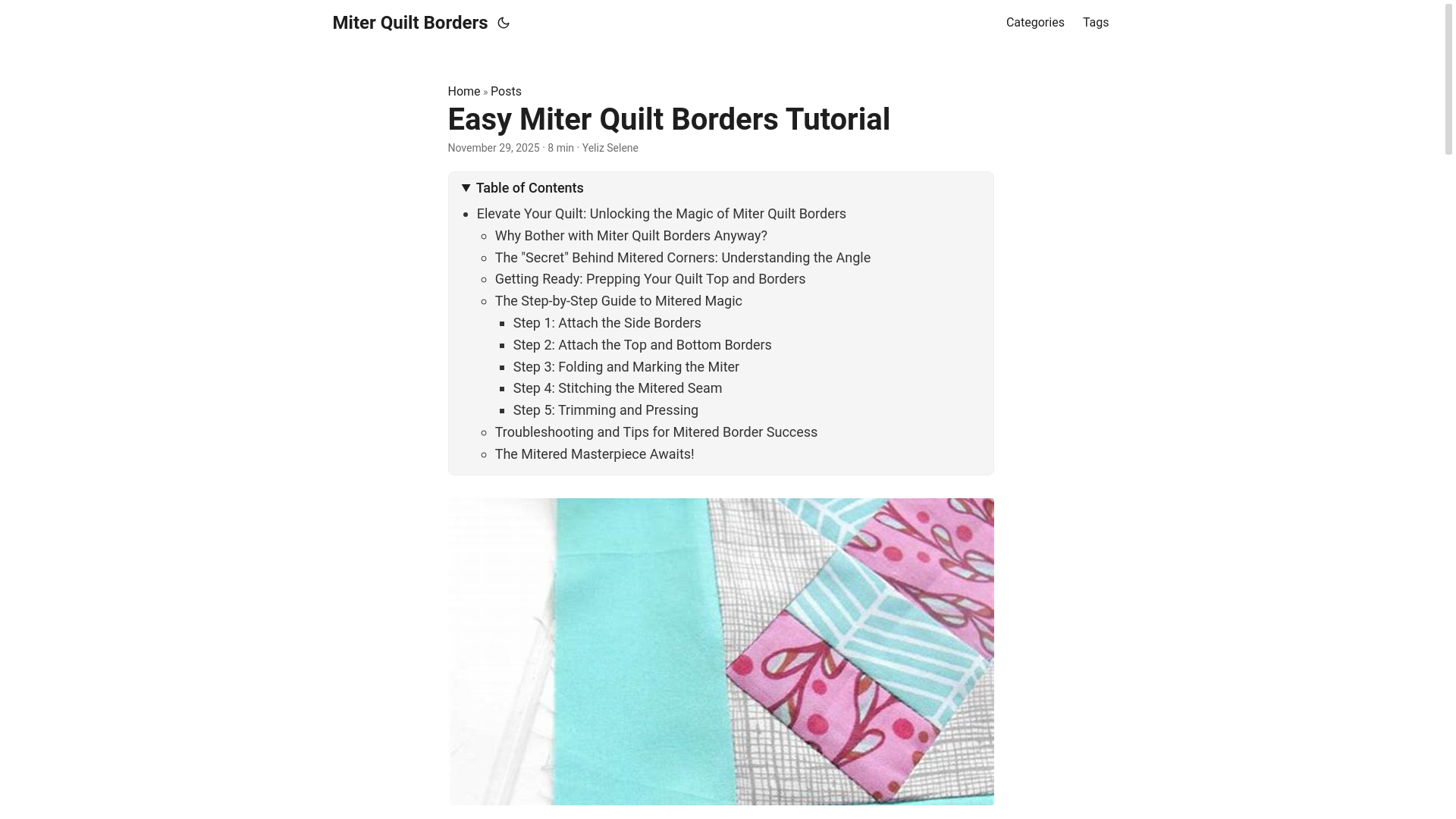 website screenshot of https://miterquiltborders.pages.dev/