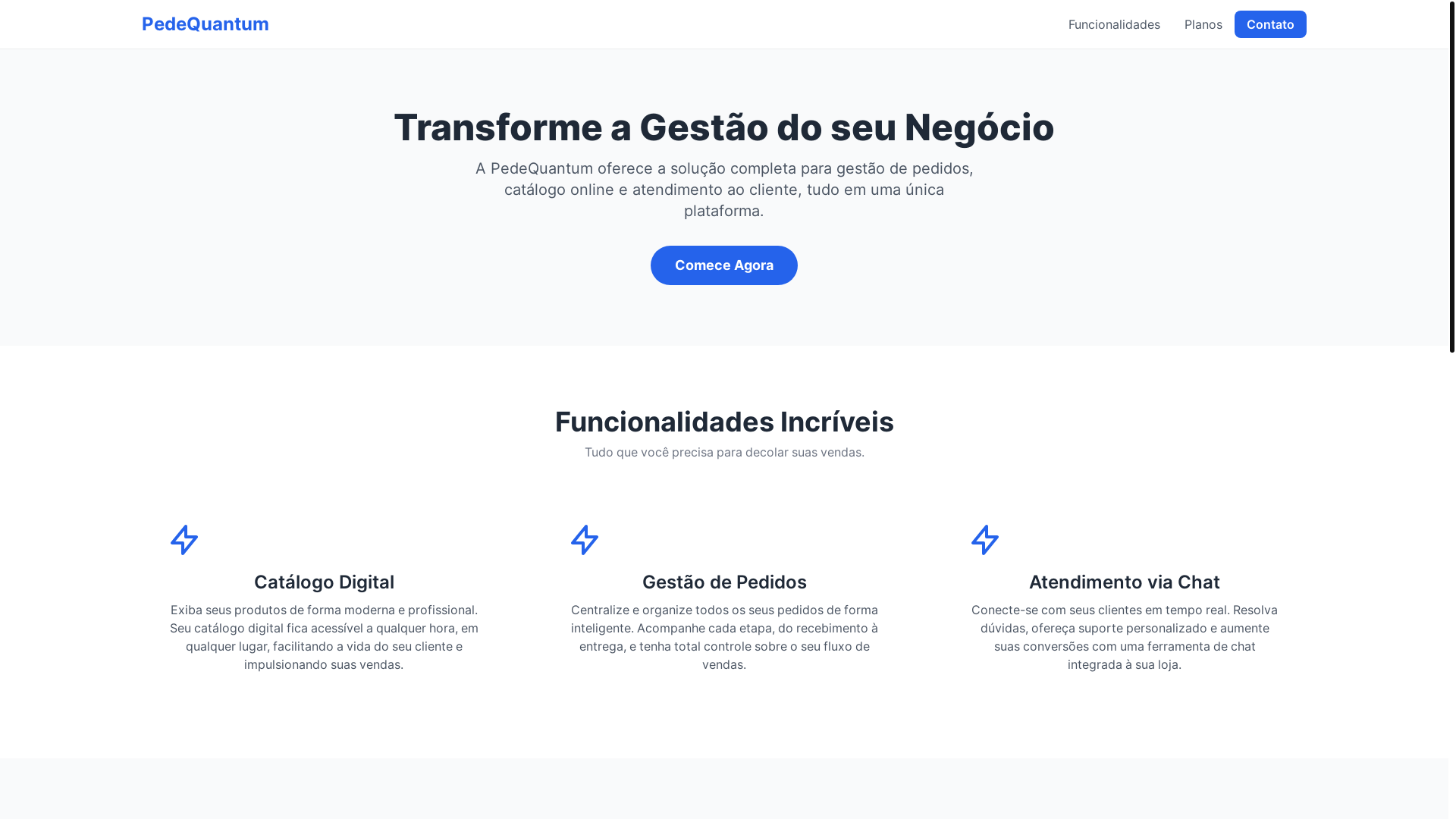 website screenshot of https://pedequantum.com.br/