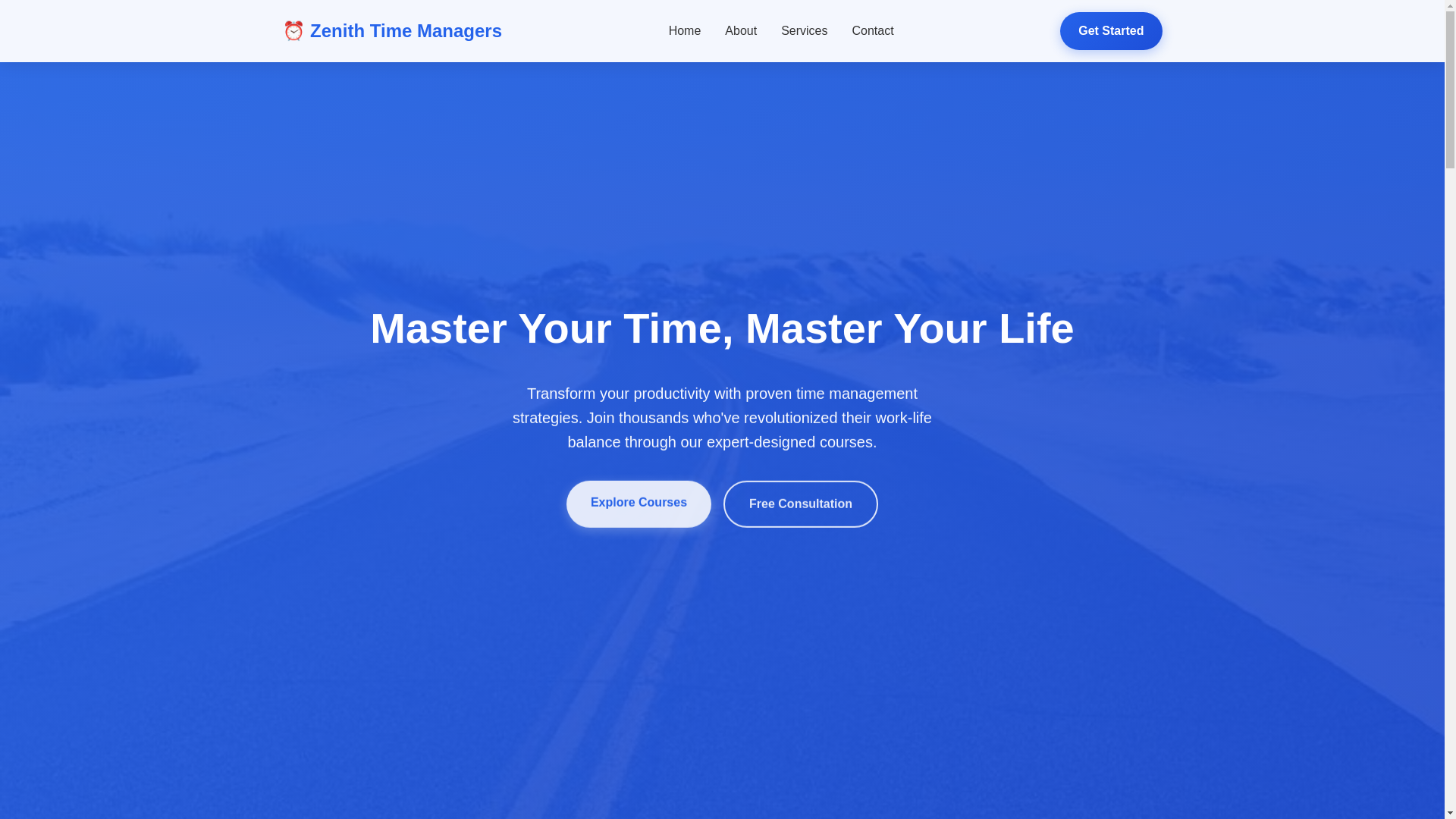 website screenshot of https://zenithtimemanagers.courses/